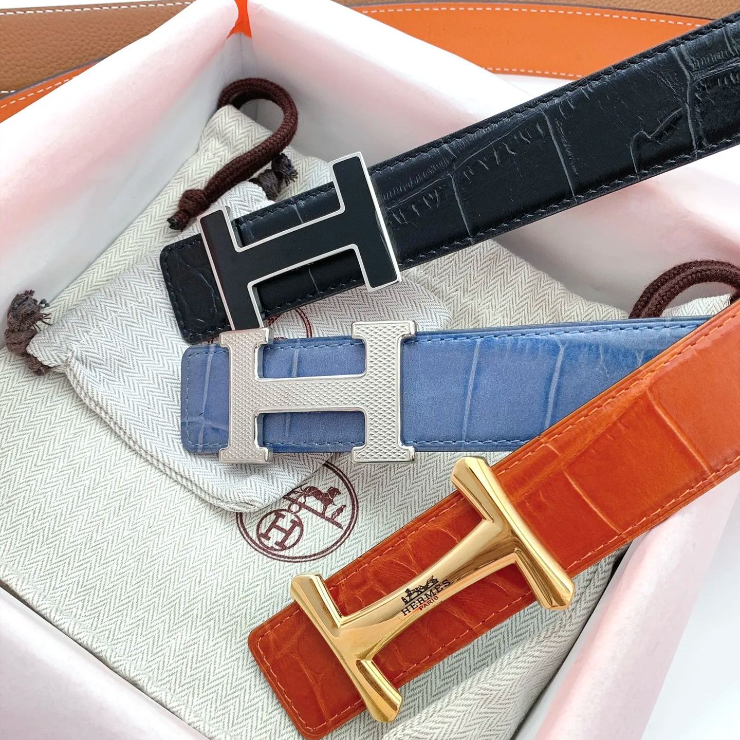 【Hermès】 メンズ  幅：3.2CM 長：105-125CM