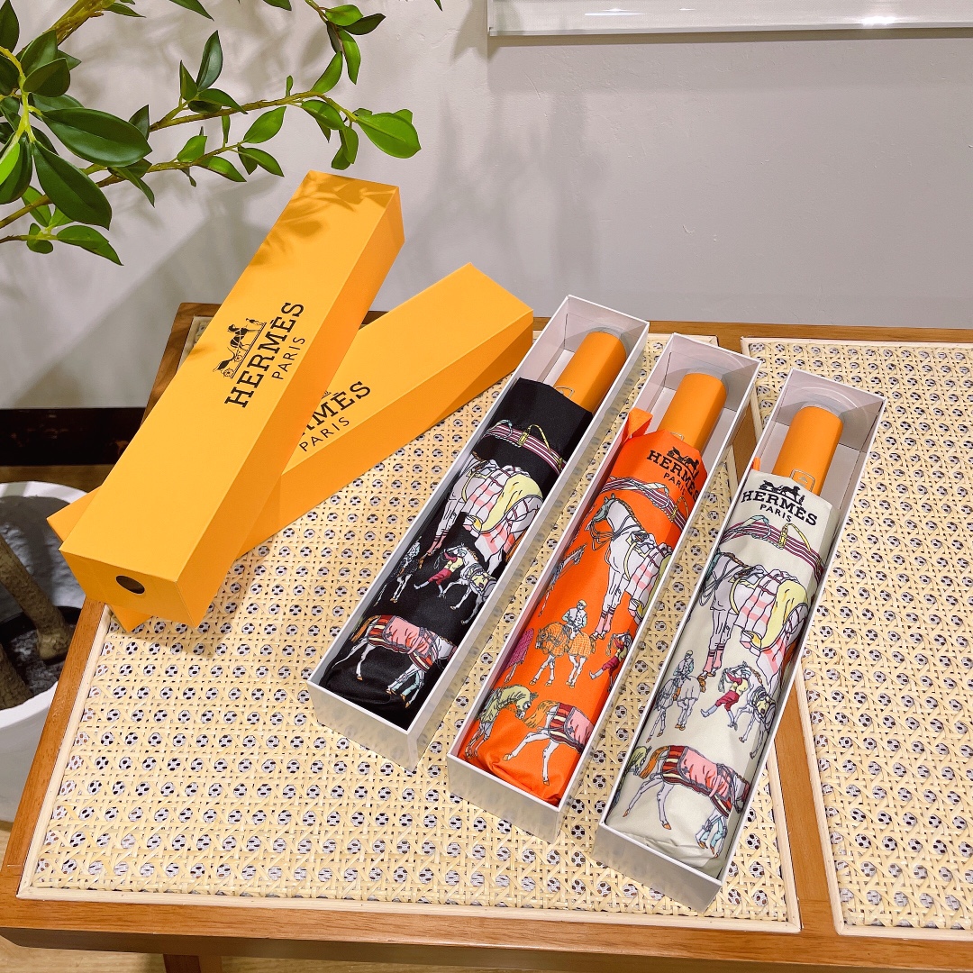 【Hermès】折りたたみ傘 自動開閉