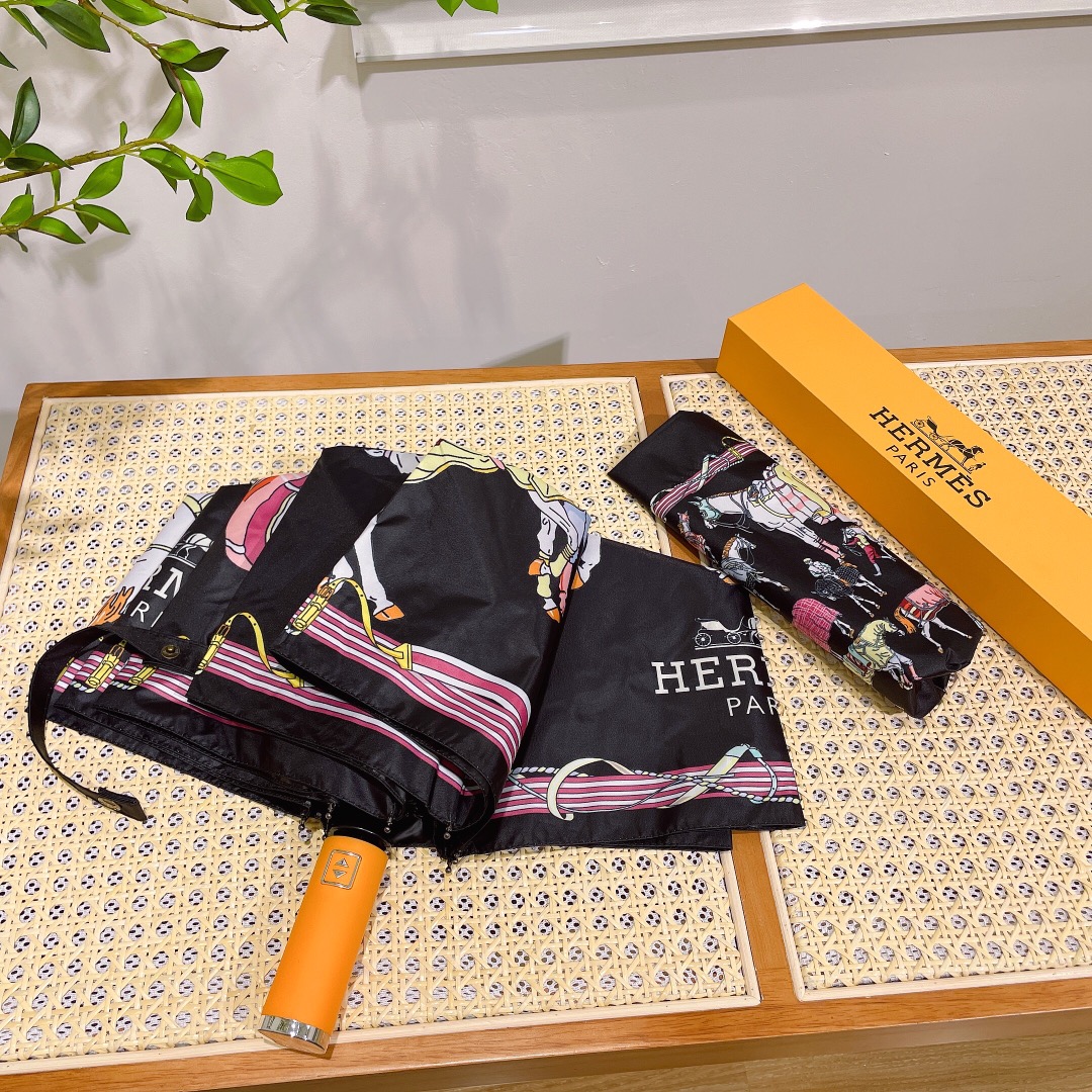 【Hermès】折りたたみ傘 自動開閉