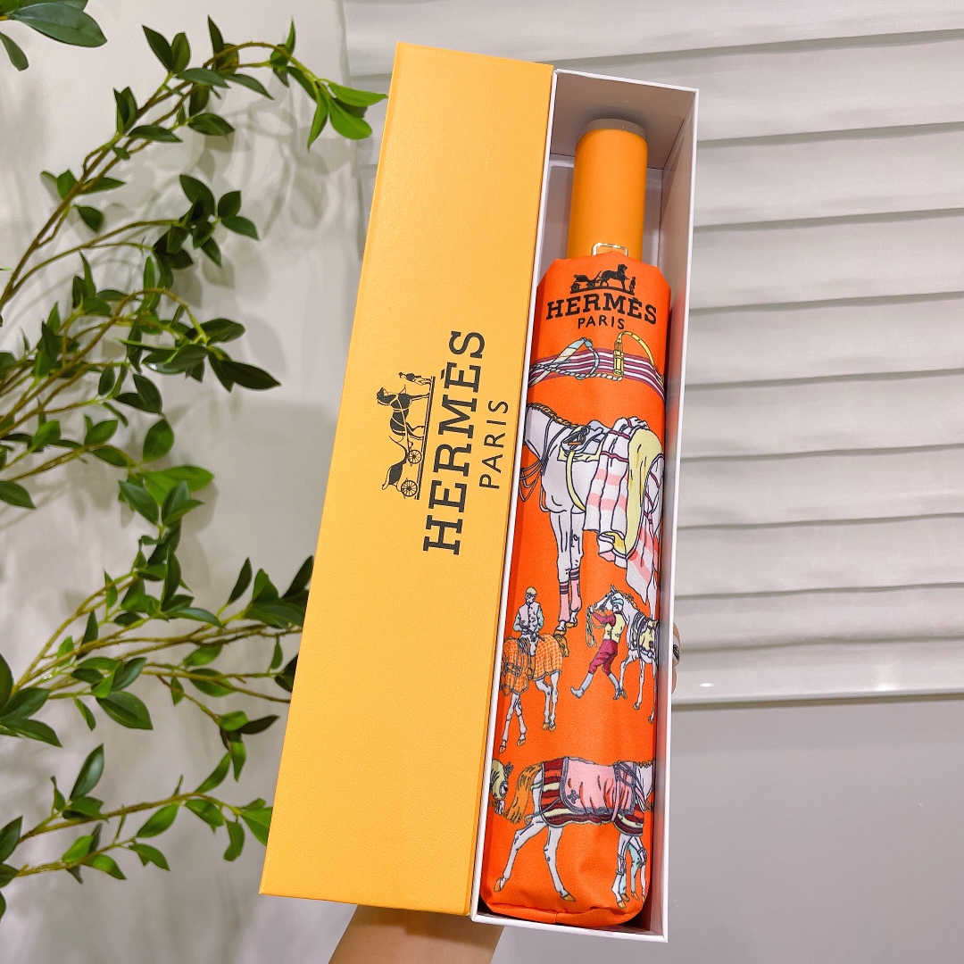 【Hermès】折りたたみ傘 自動開閉