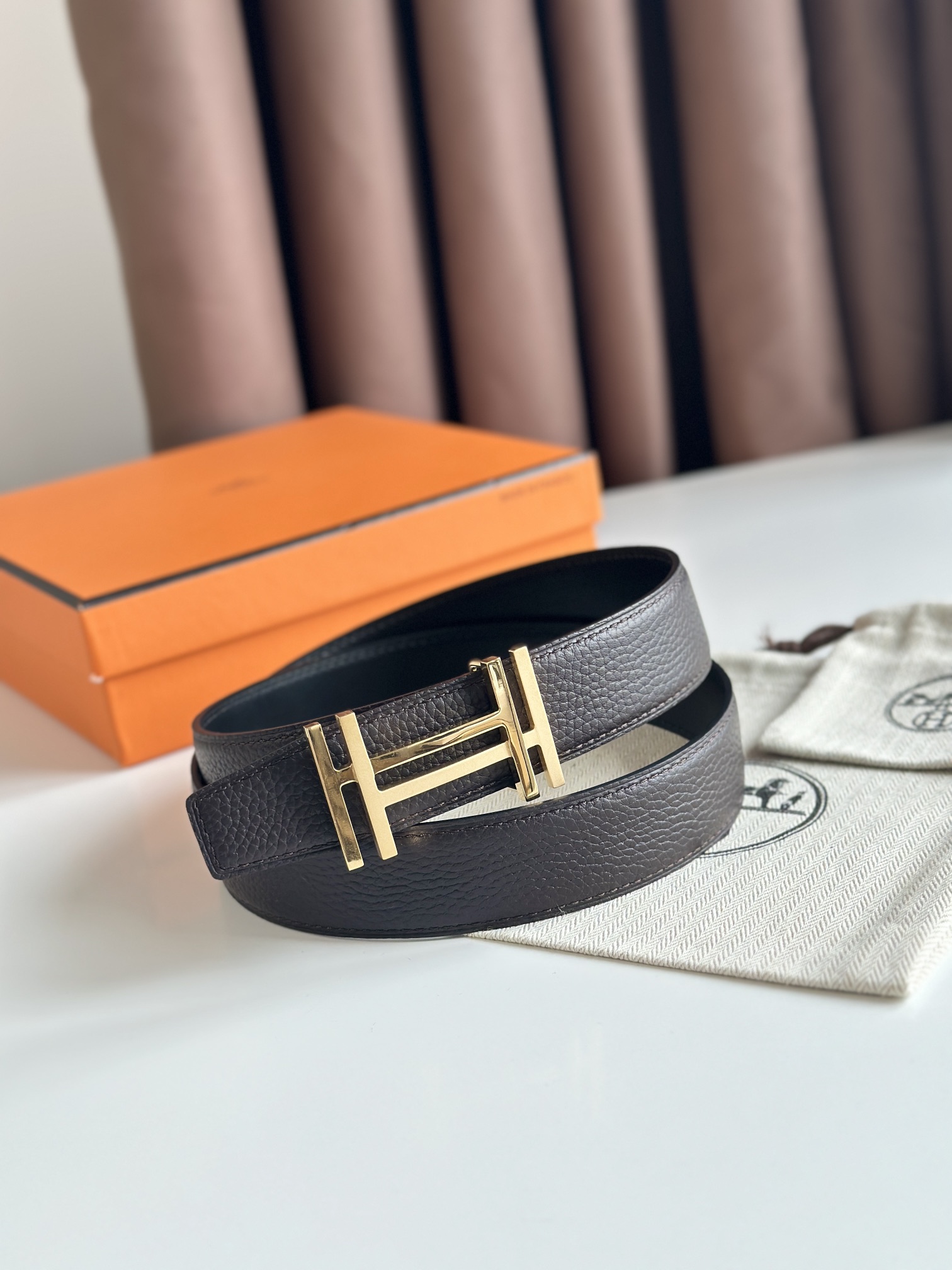 【Hermès】 メンズ  幅：3.2CM 長：105-125CM