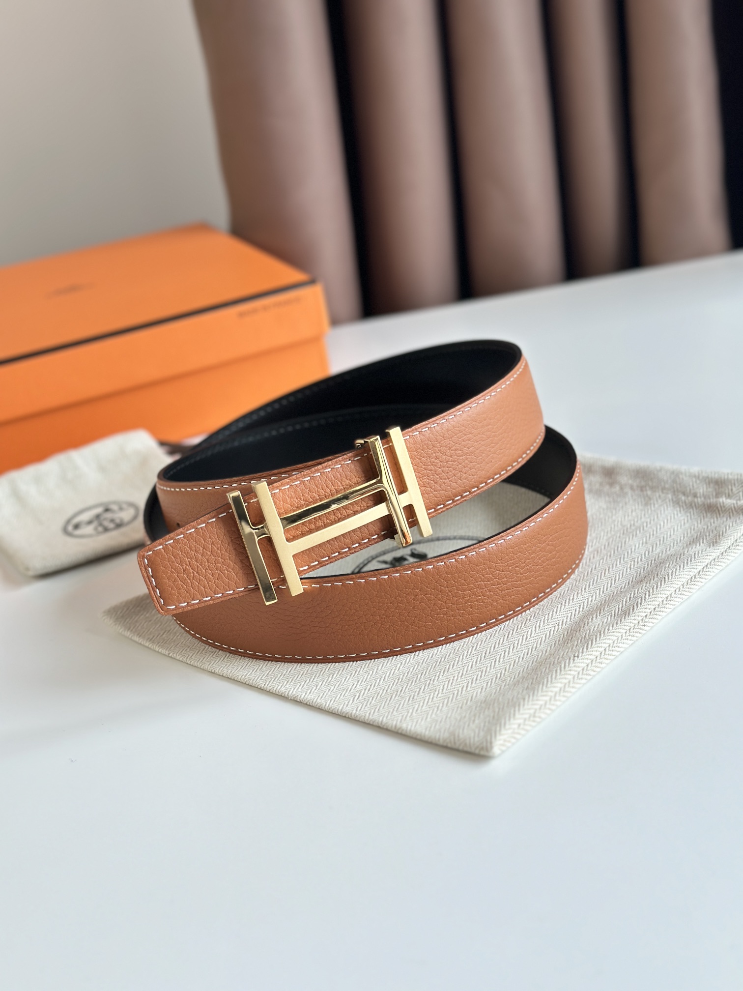 【Hermès】 メンズ  幅：3.2CM 長：105-125CM