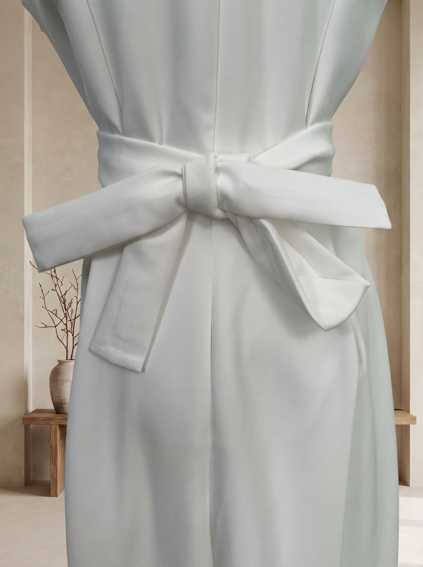 气质A字裙摆系带设计连身裙 (ST21627)