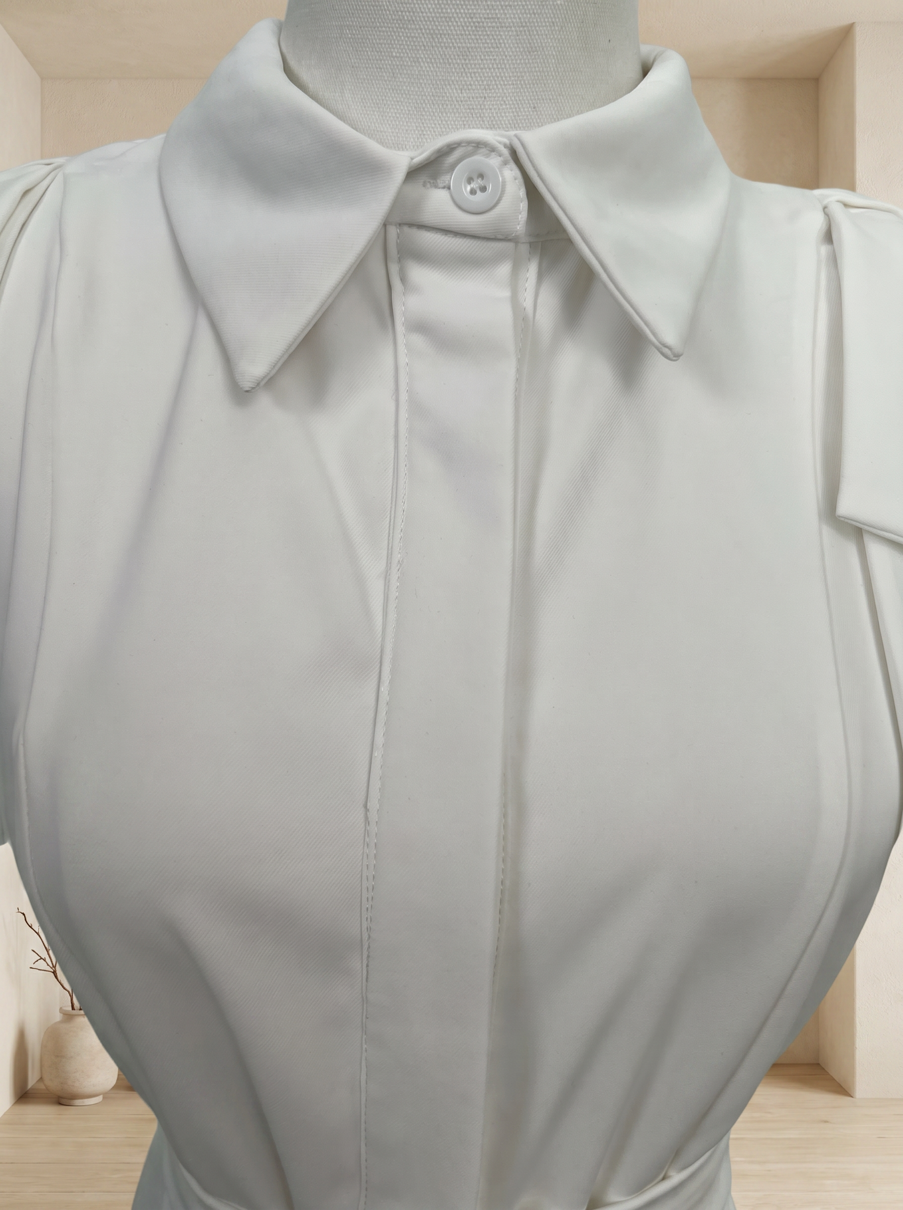 气质A字裙摆系带设计连身裙 (ST21627)