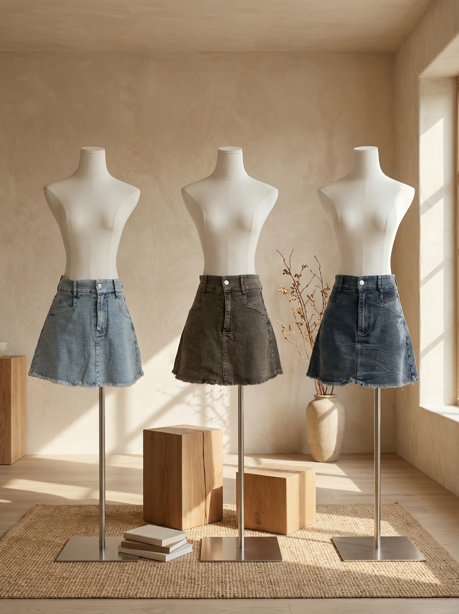 时尚须须毛边设计高腰牛仔裤裙 (LB2080)