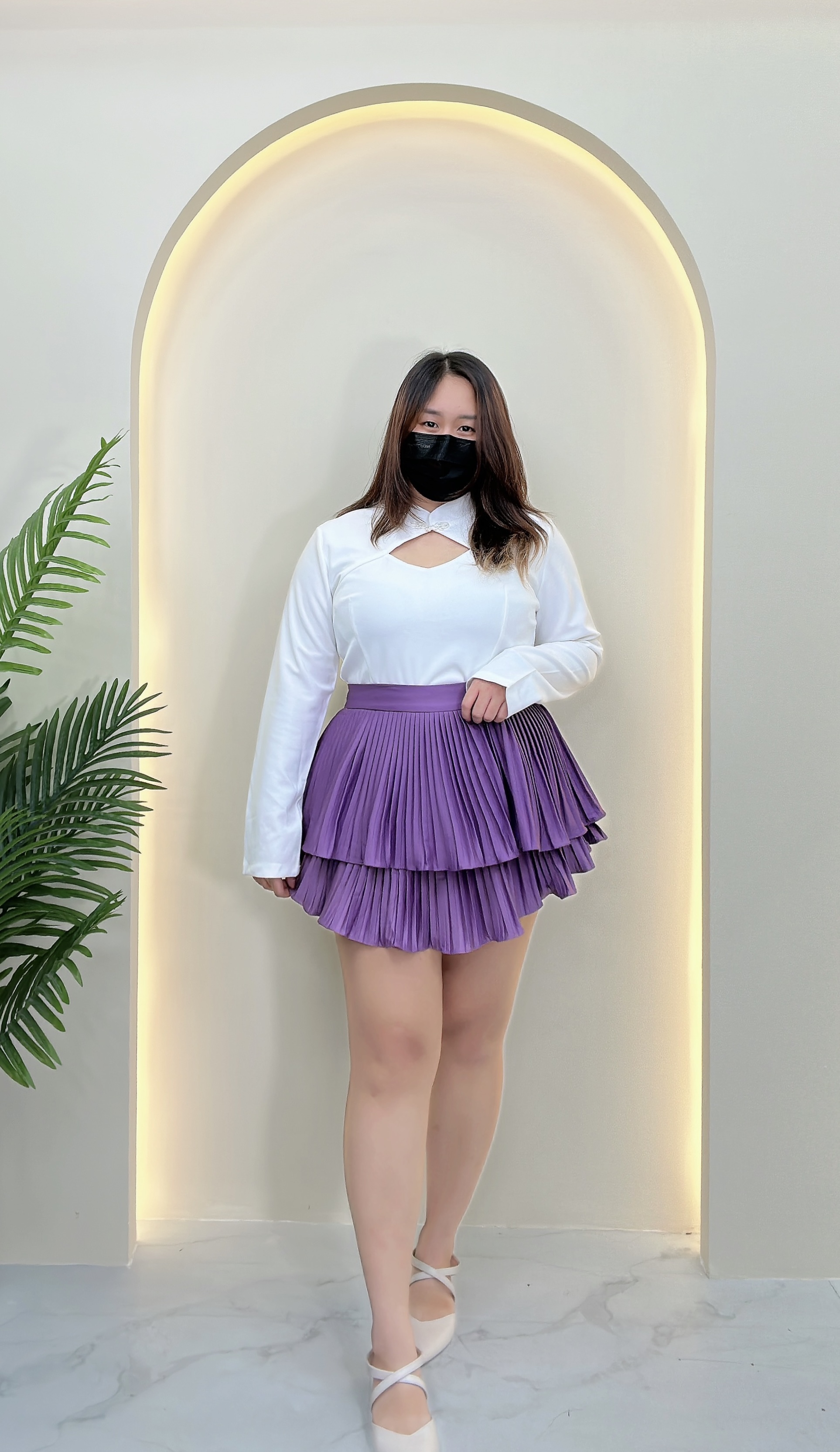 【LBP独家】甜美风双层百褶设计裤裙（ST20615）