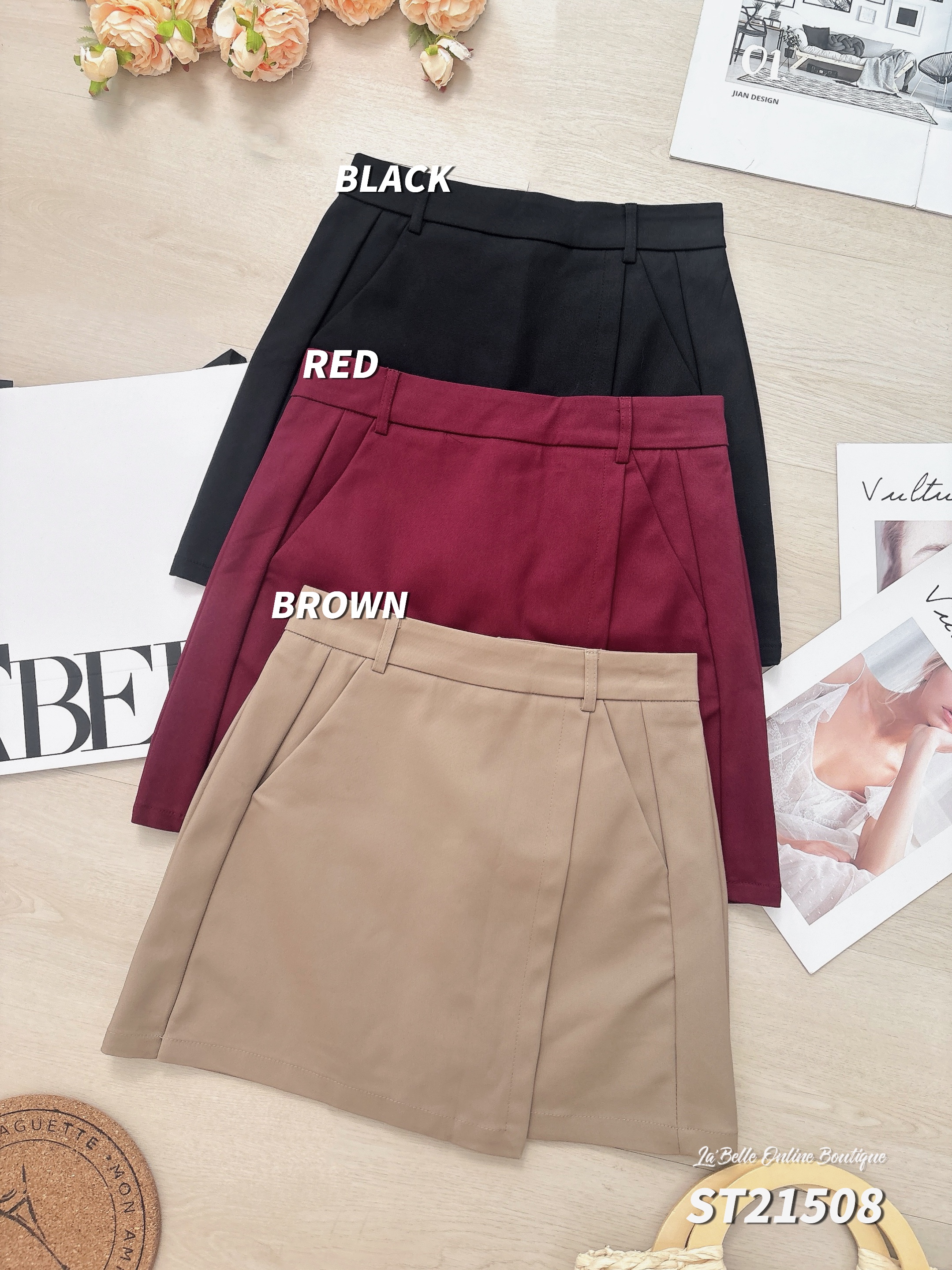 韩系包臀显瘦A字高腰裤裙 (ST21508)