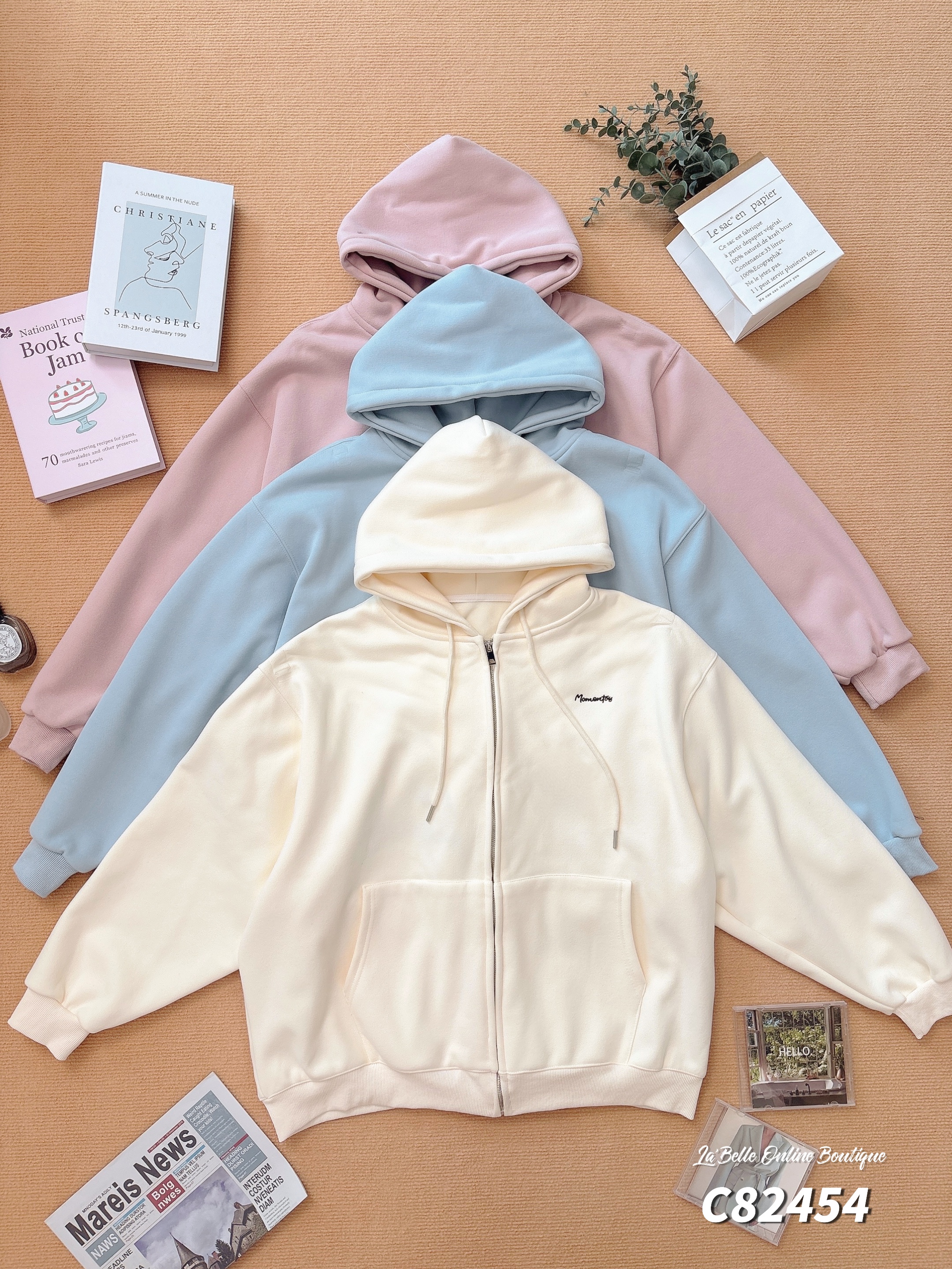 休闲字母刺绣连帽长袖上衣/外套  (C82454)