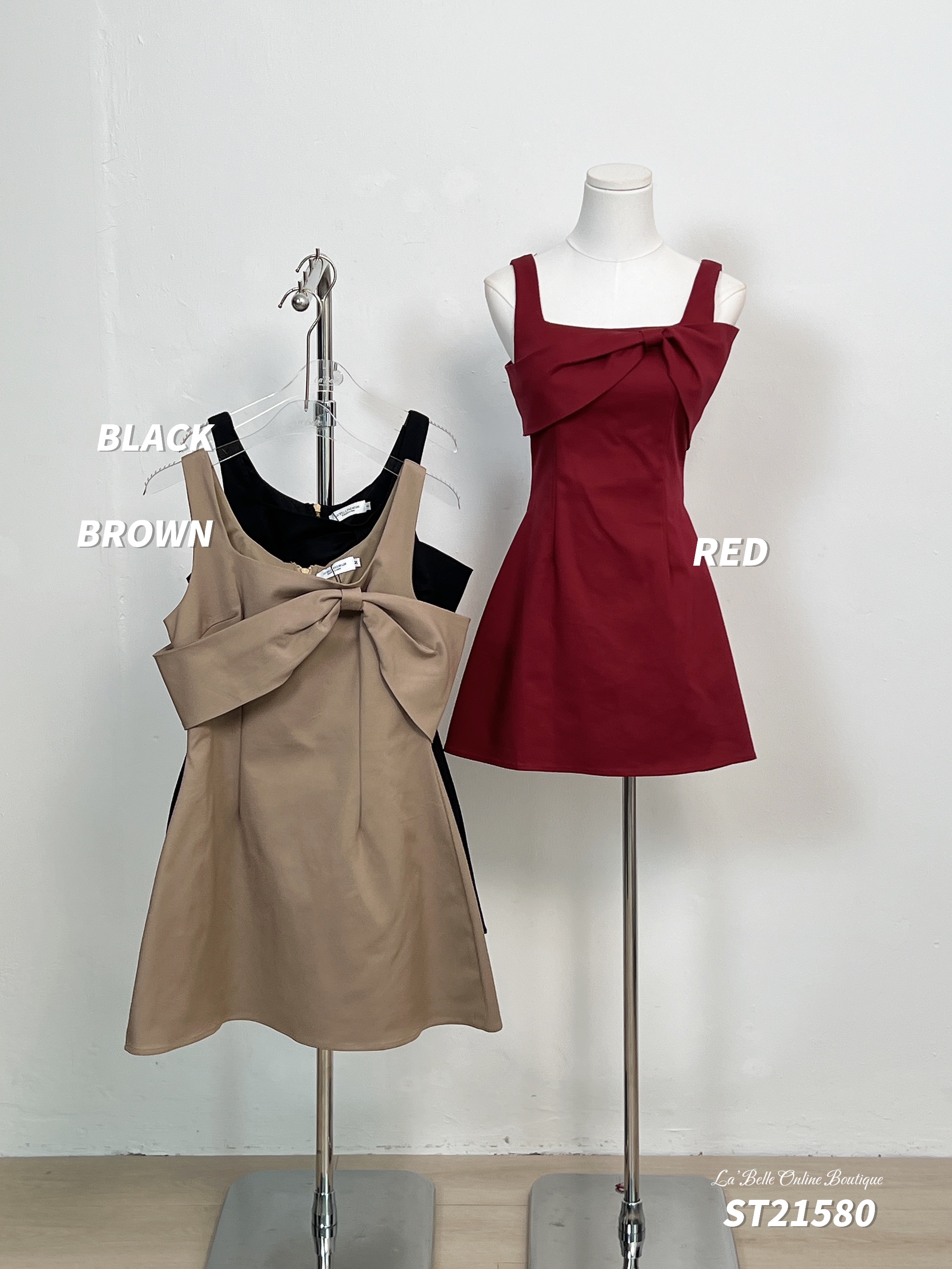 【LBP独家】甜美蝴蝶结设计显瘦连身裙 (ST21580)