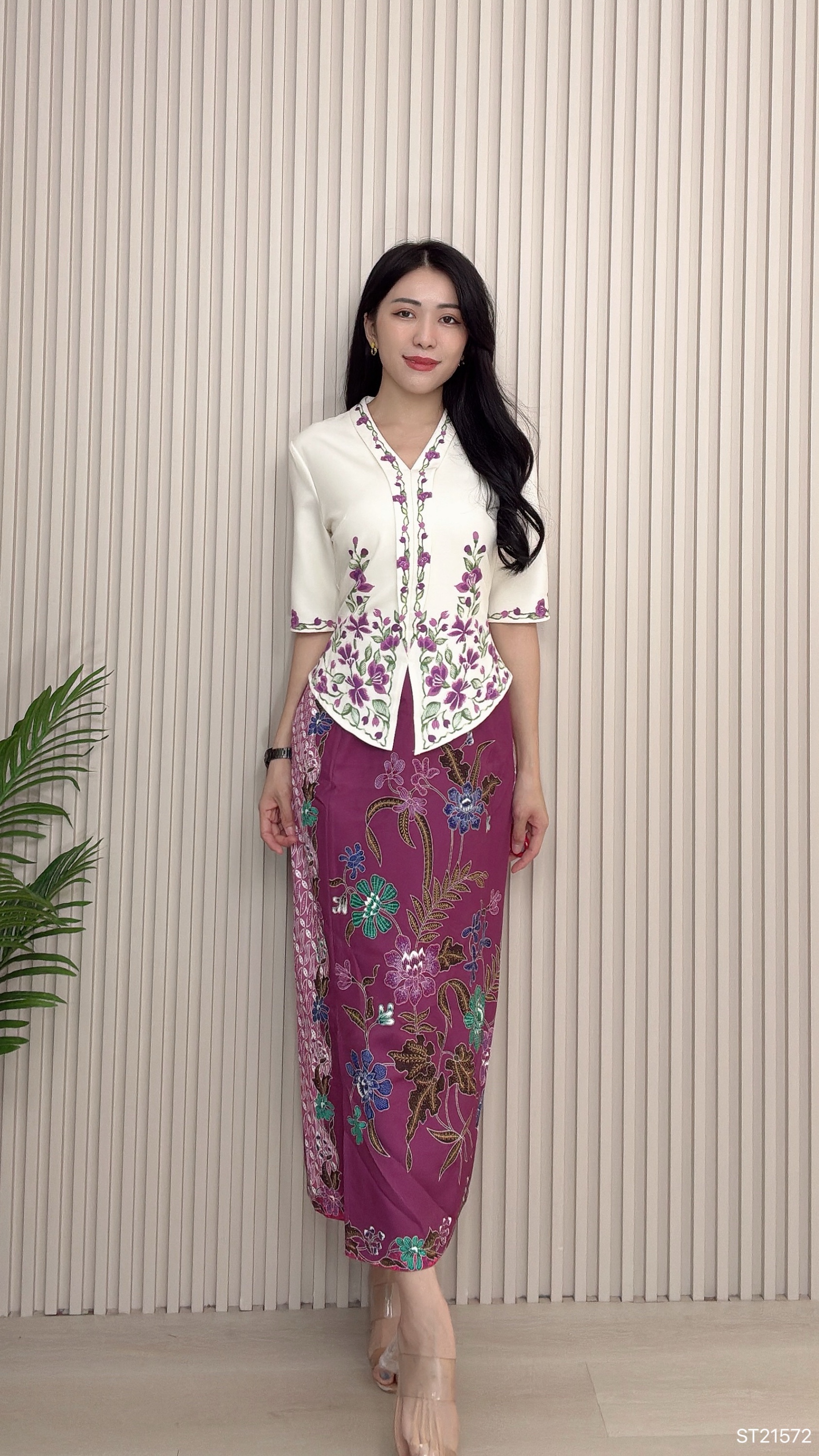 独特娘惹显瘦假两件连身裙 (ST21572)