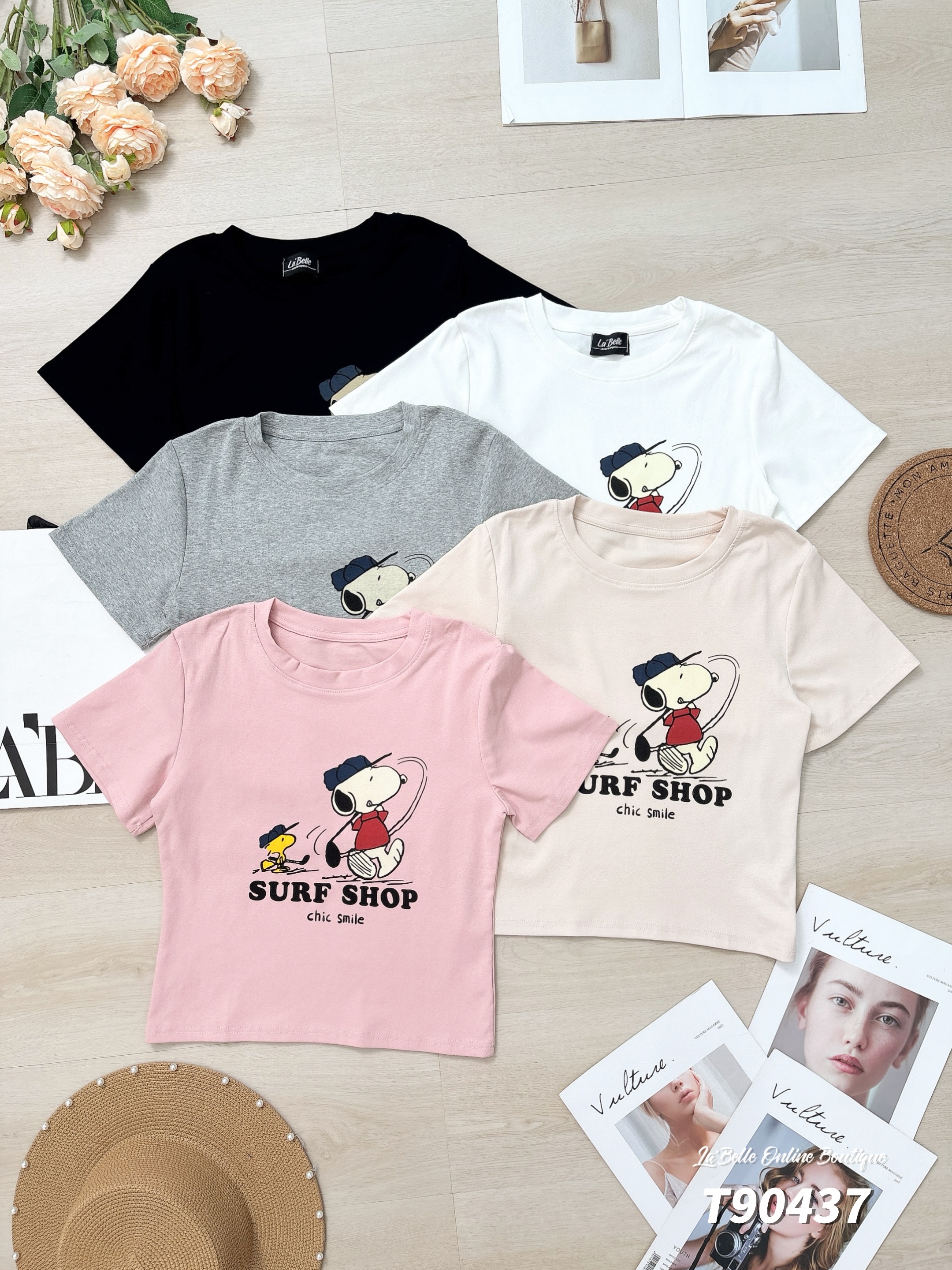 减龄卡通印花圆领T恤 (T90437)