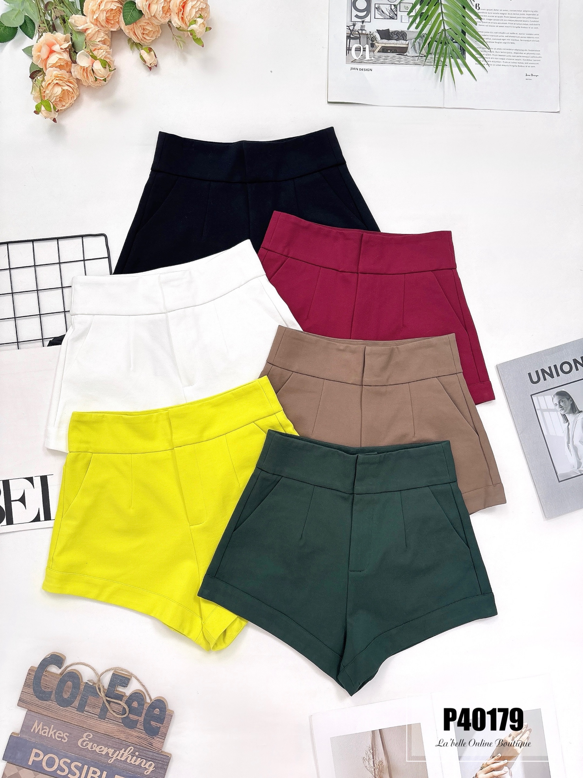 【LBP独家】百搭纯色款高腰短裤 (P40179) -特价-La'Belle Fashion Boutique Sdn Bhd