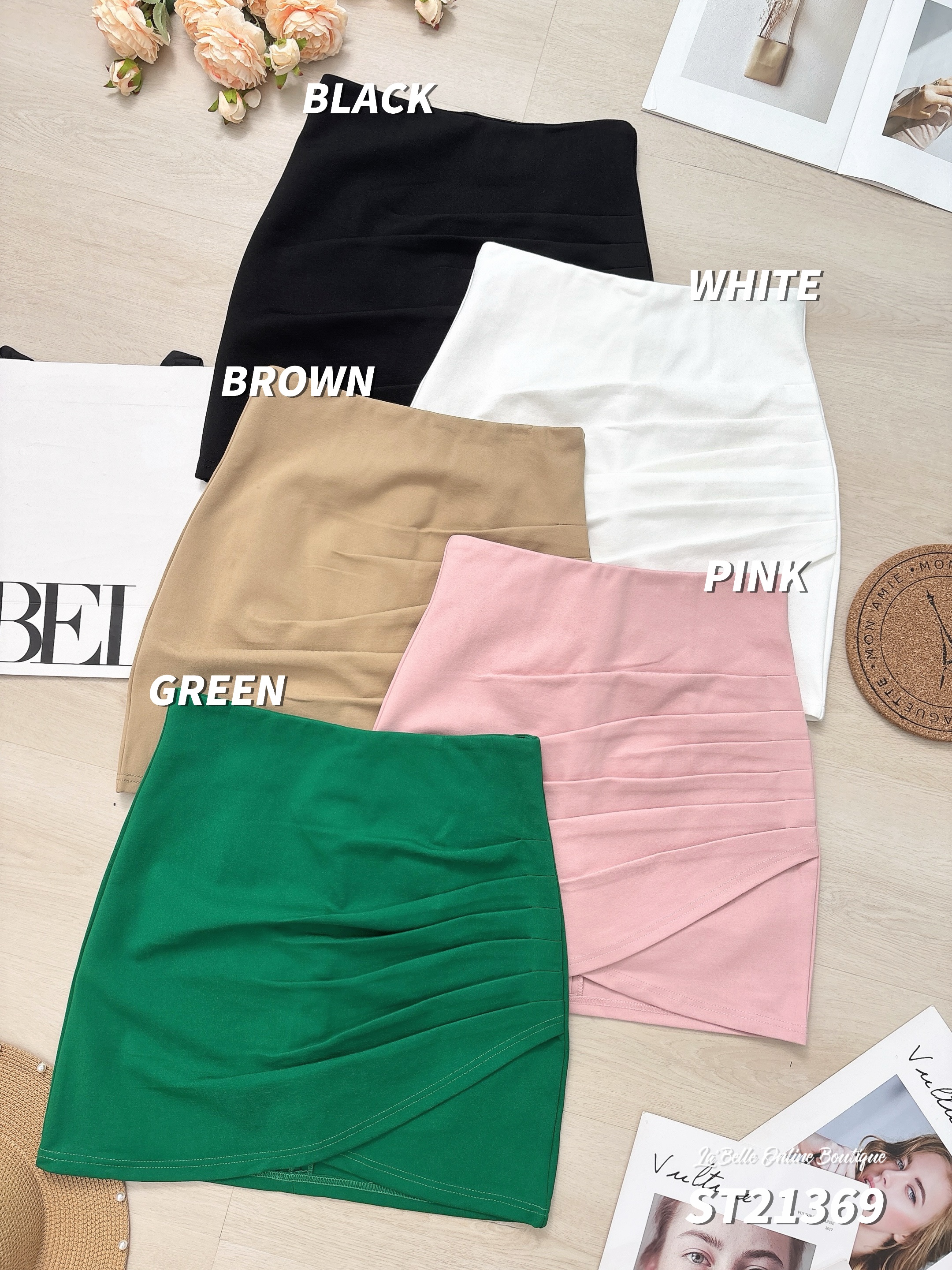 【LBP独家】高级百搭褶皱设计包臀高腰裤裙（ST21369）