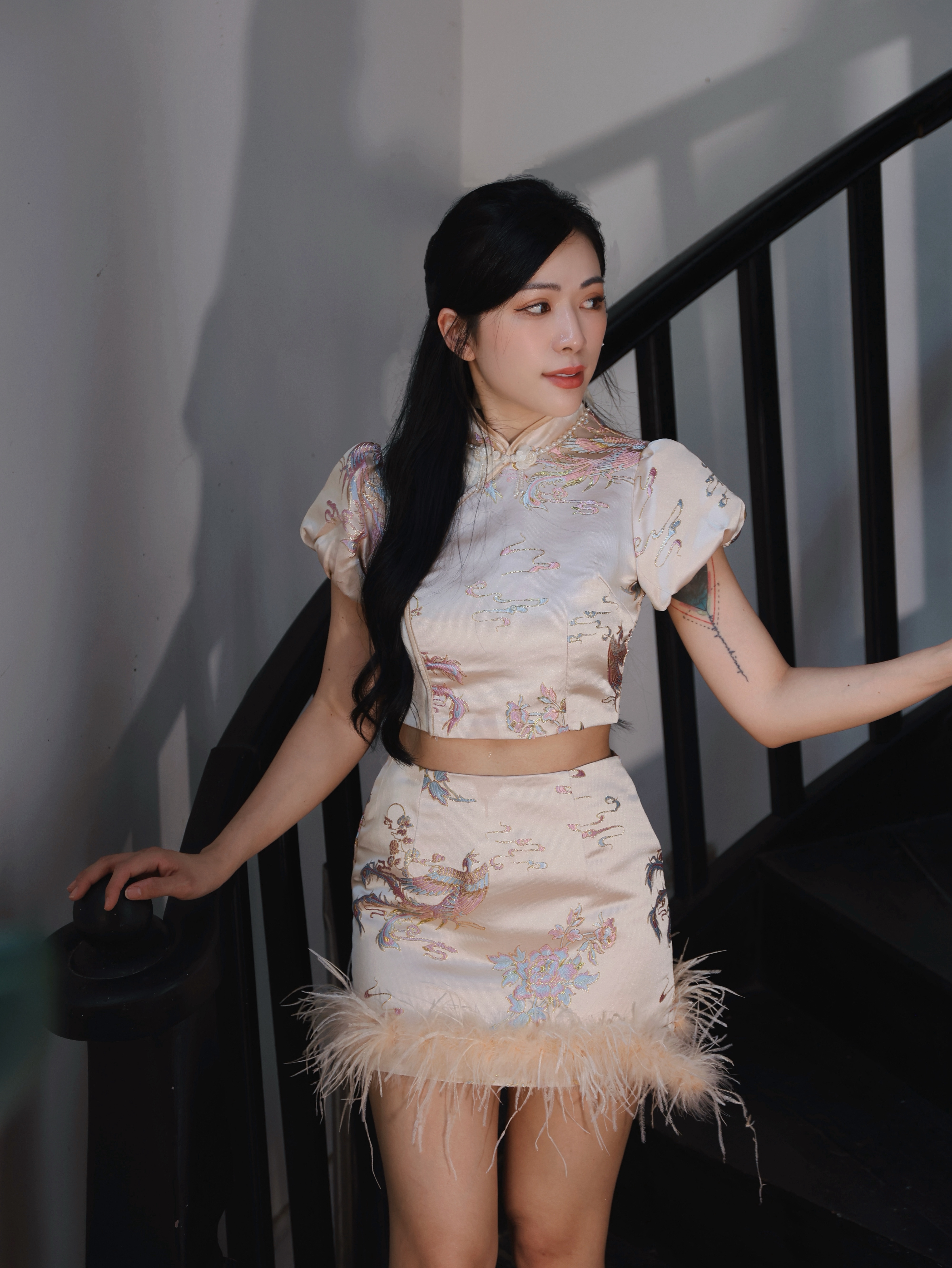 【LBP亲子系列-妈妈款】独特改良版毛边设计高腰裤裙 (ST21525)