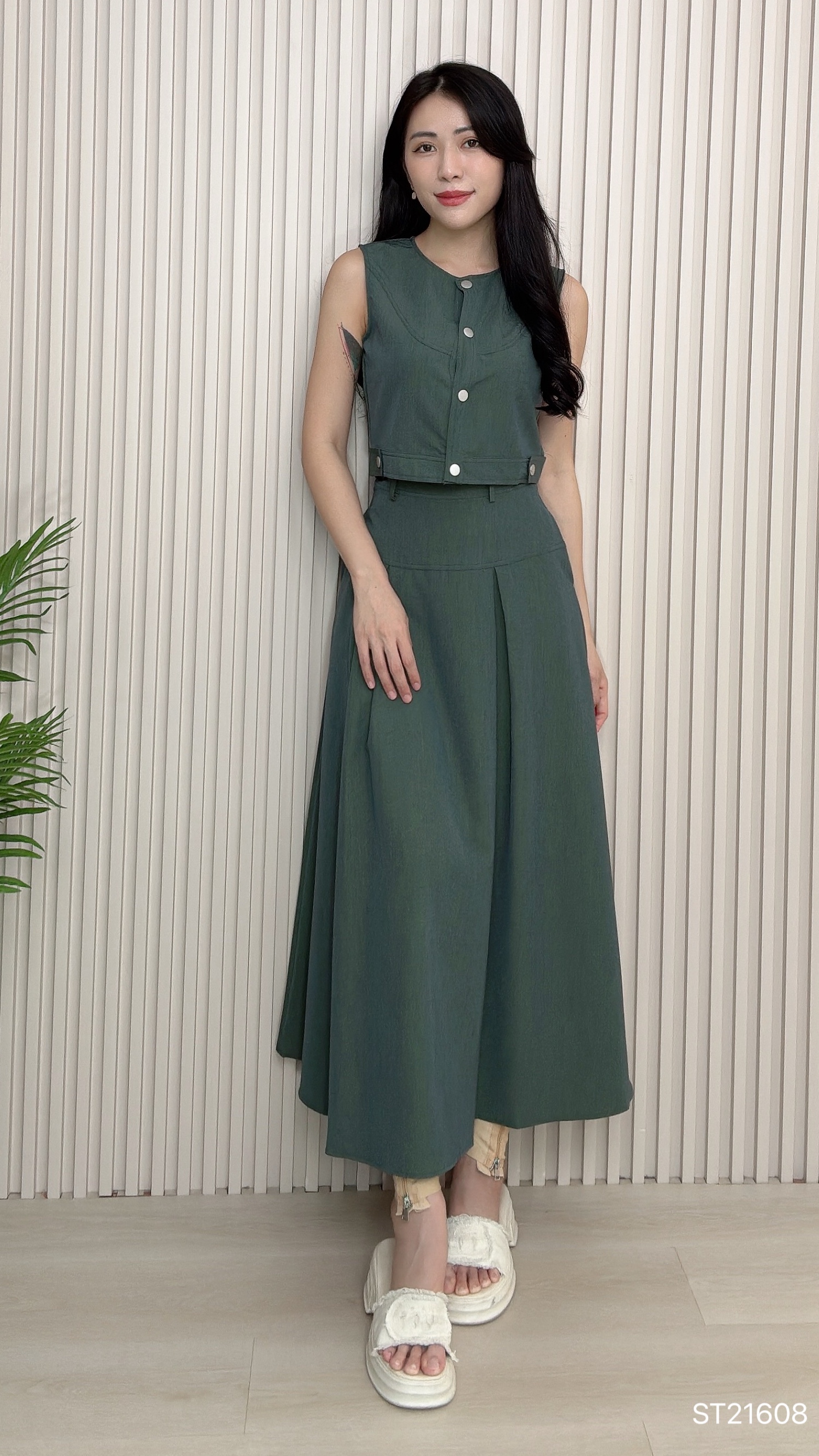 简约牛仔质感两件套 (ST21608)