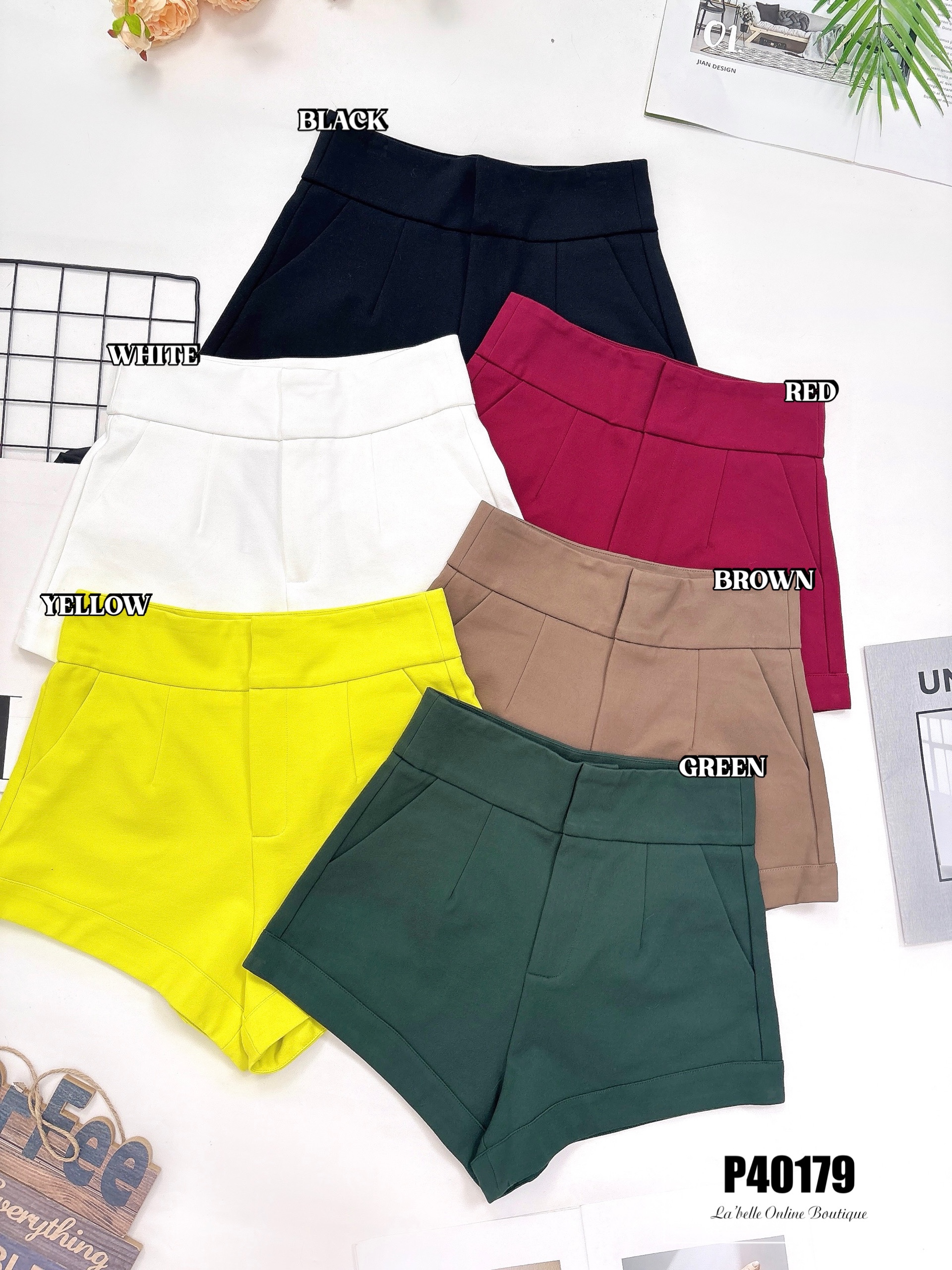 【LBP独家】百搭纯色款高腰短裤 (P40179) -特价-La'Belle Fashion Boutique Sdn Bhd