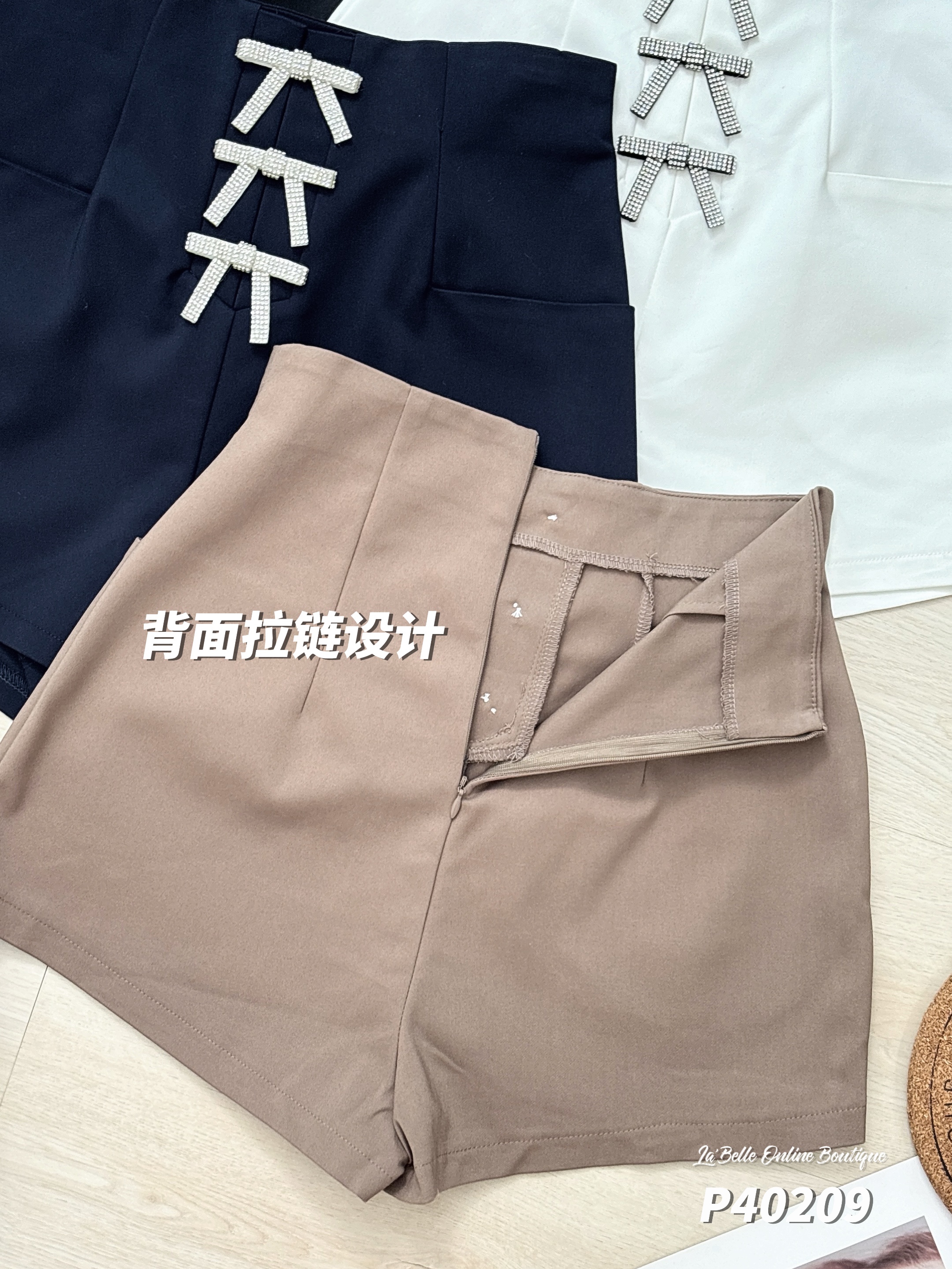 百搭蝴蝶结设计阔腿短裤 (P40209)