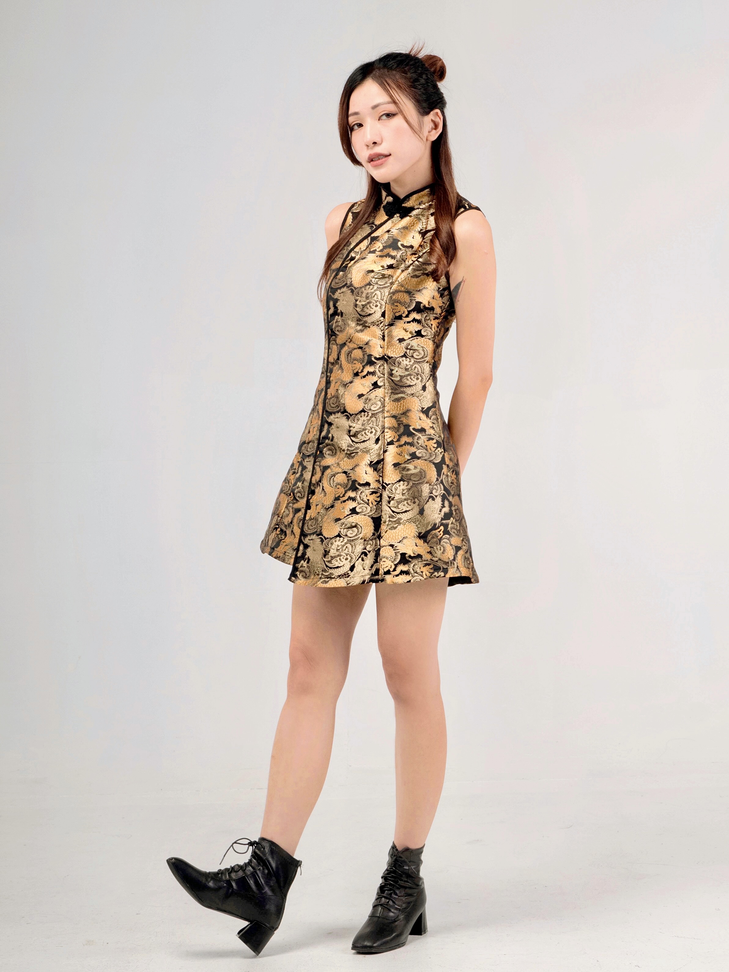 【LBP独家】复古明朝龙纹设计改良版旗袍连身裙（ST20552）