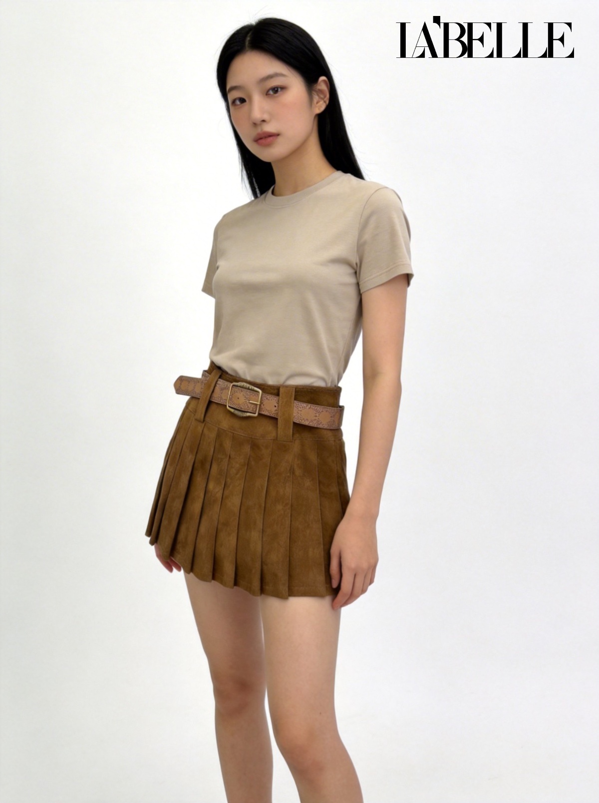 学院风百褶设计A字高腰短裙 (S6525)