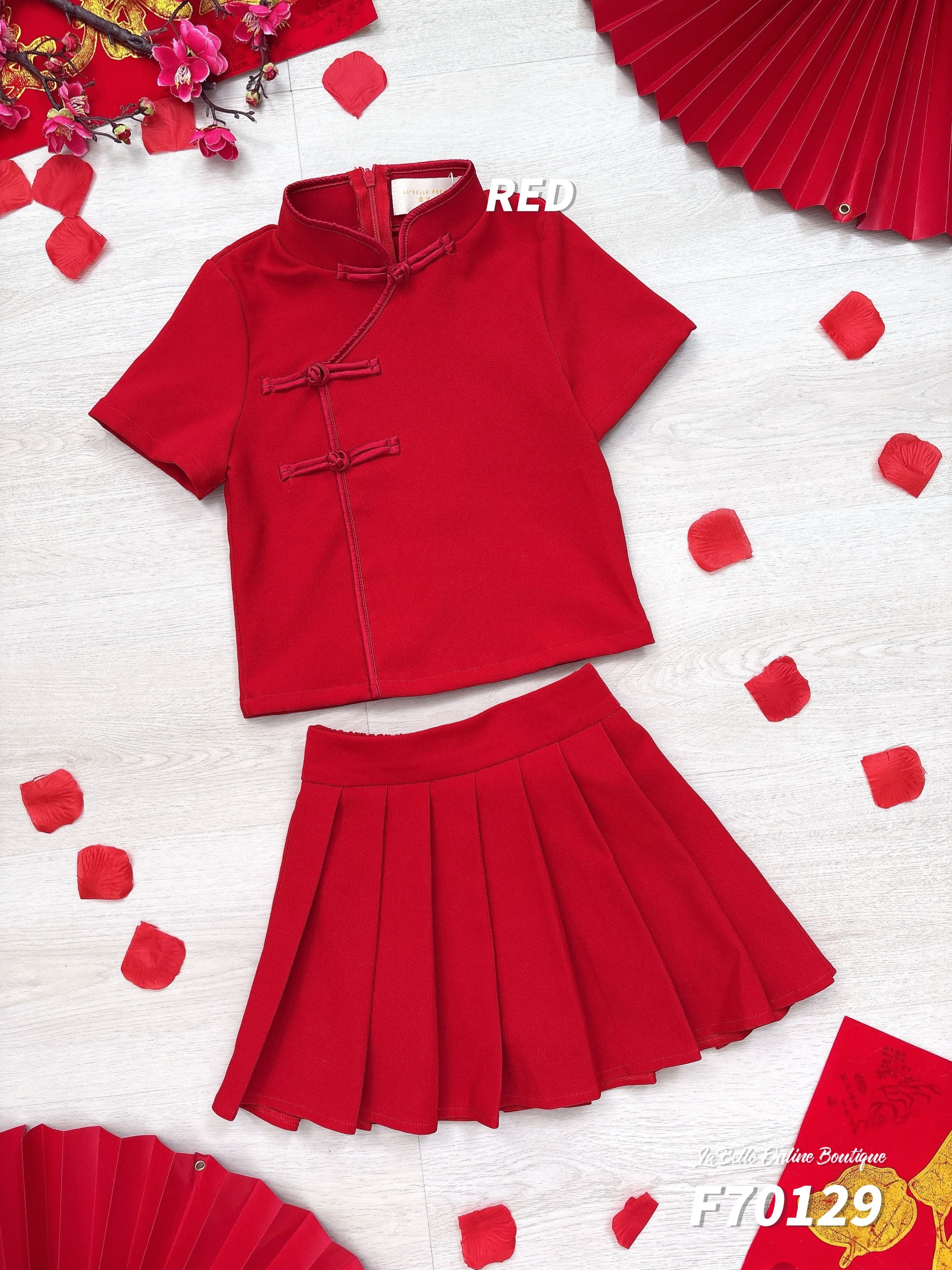 【LBP亲子系列-红运当头】简约改良版旗袍两件套【女童款】(F70129)-La'Belle Fashion Boutique Sdn Bhd