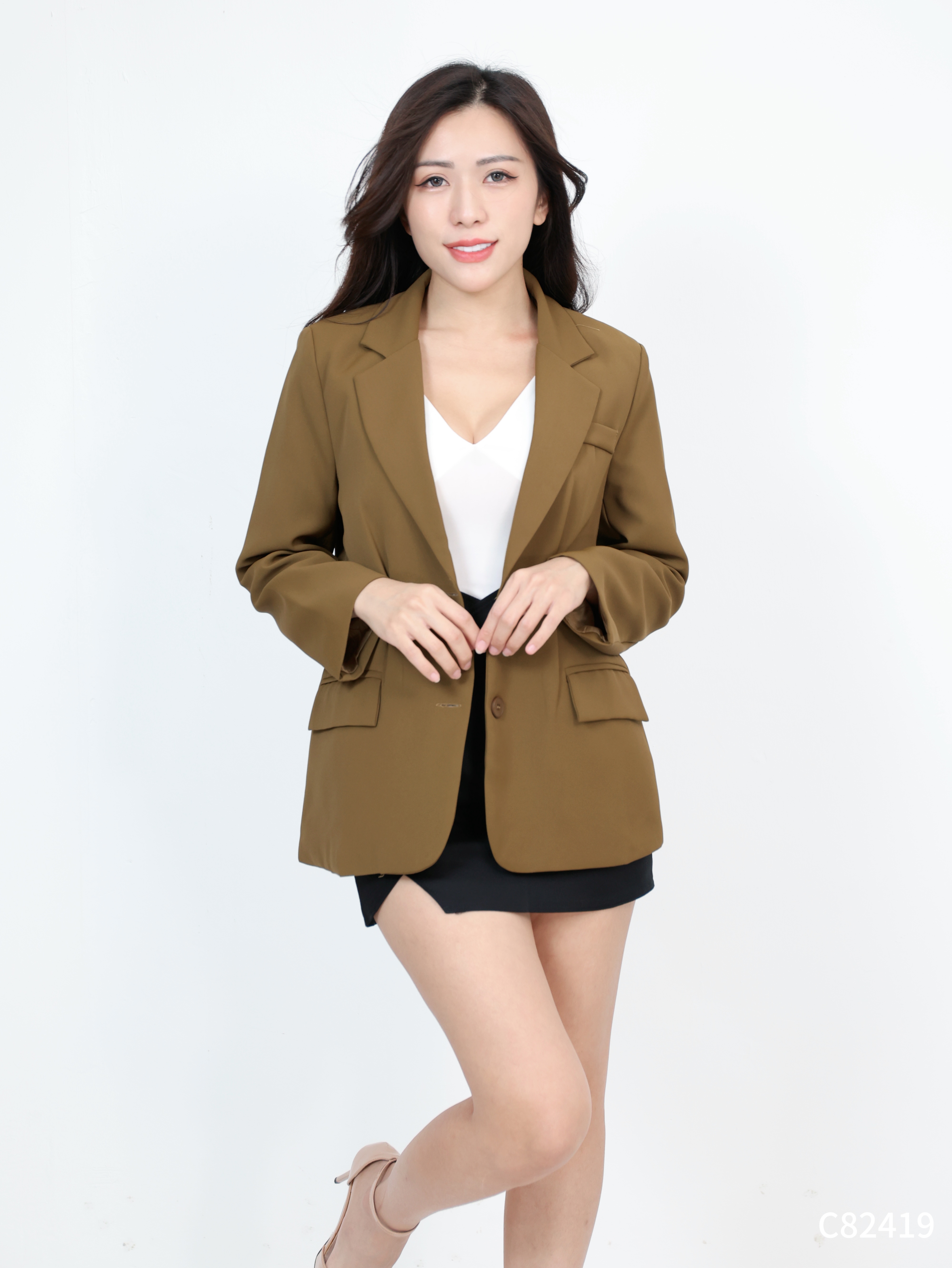 【LBP独家】高级感OL通勤V领外套 (C82419)-La'Belle Fashion Boutique Sdn Bhd