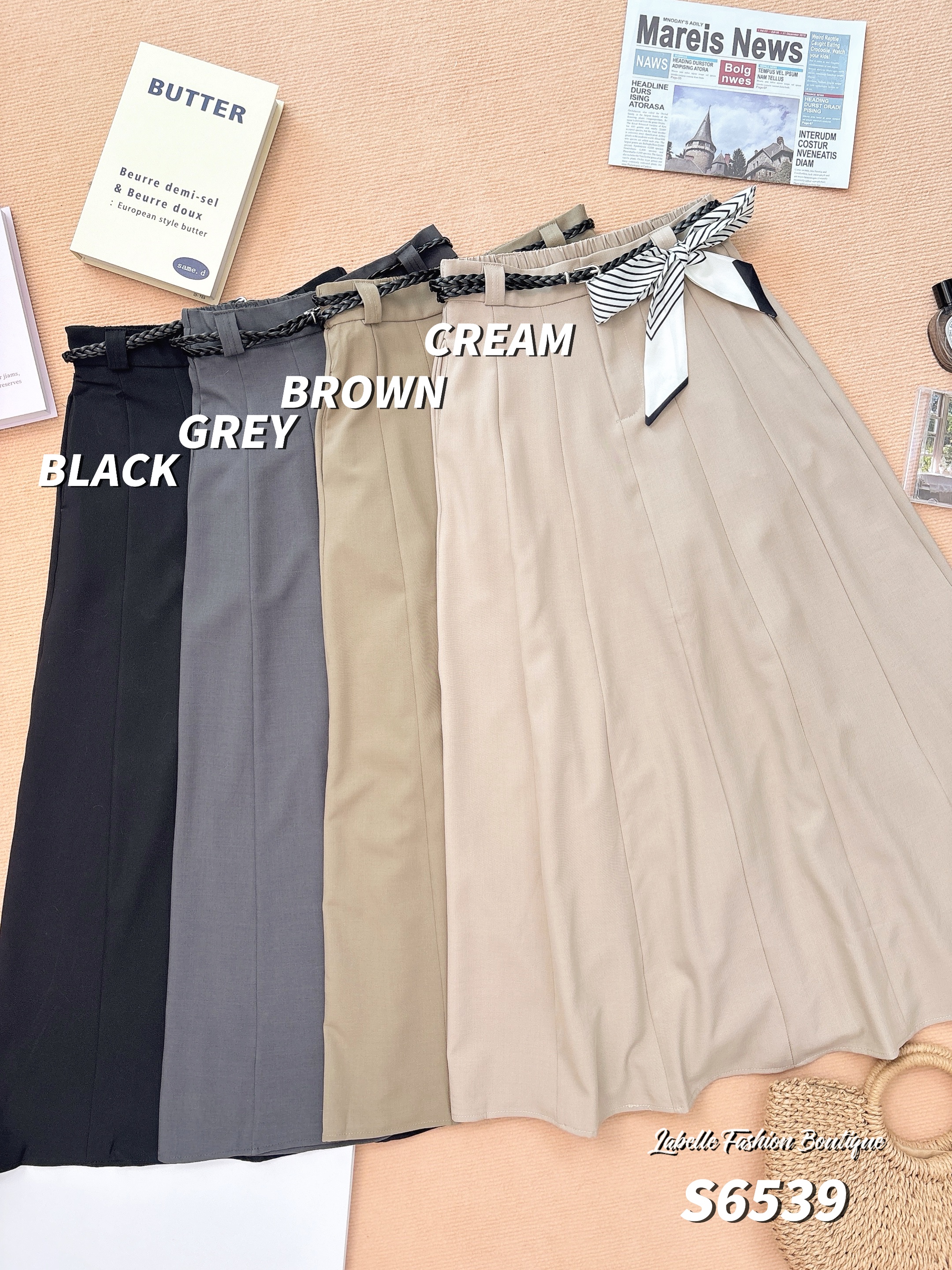 韩系大裙摆A字高腰半身裙 (S6539)