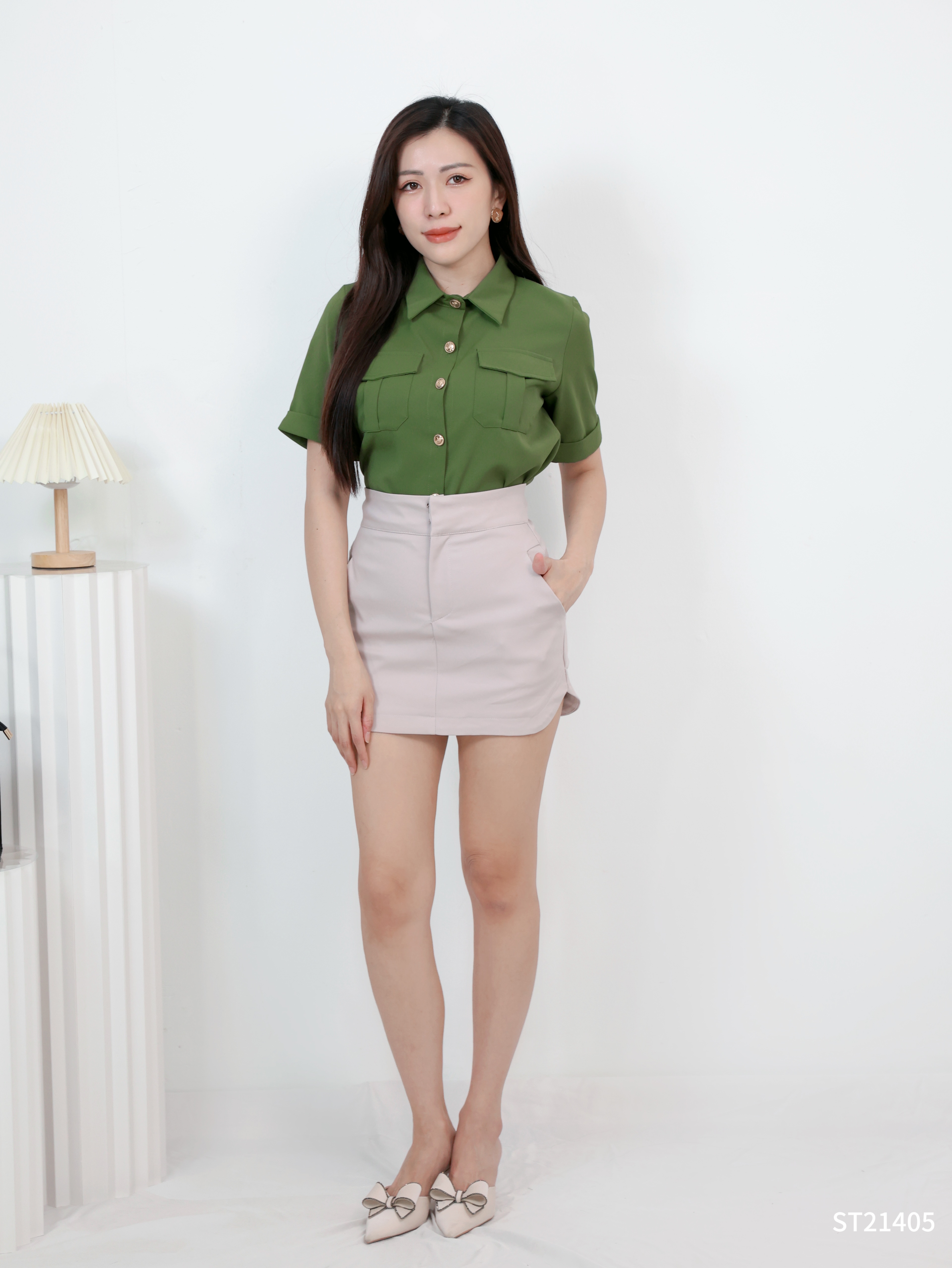 简约时尚不规则下摆裤裙 (ST21405)