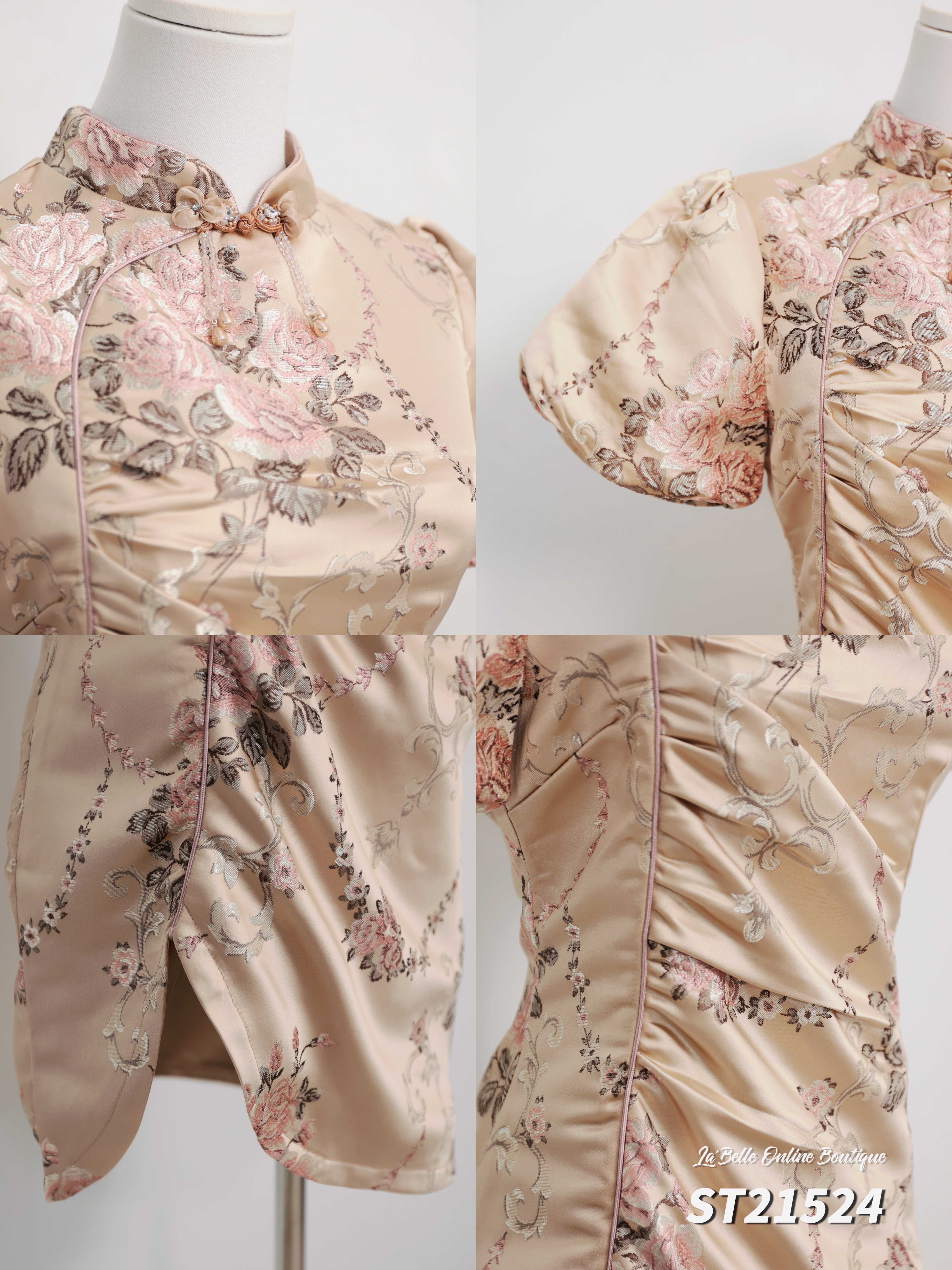 【LBP 独家新年系列】独特立体花盘扣设计立领旗袍 (ST21524)