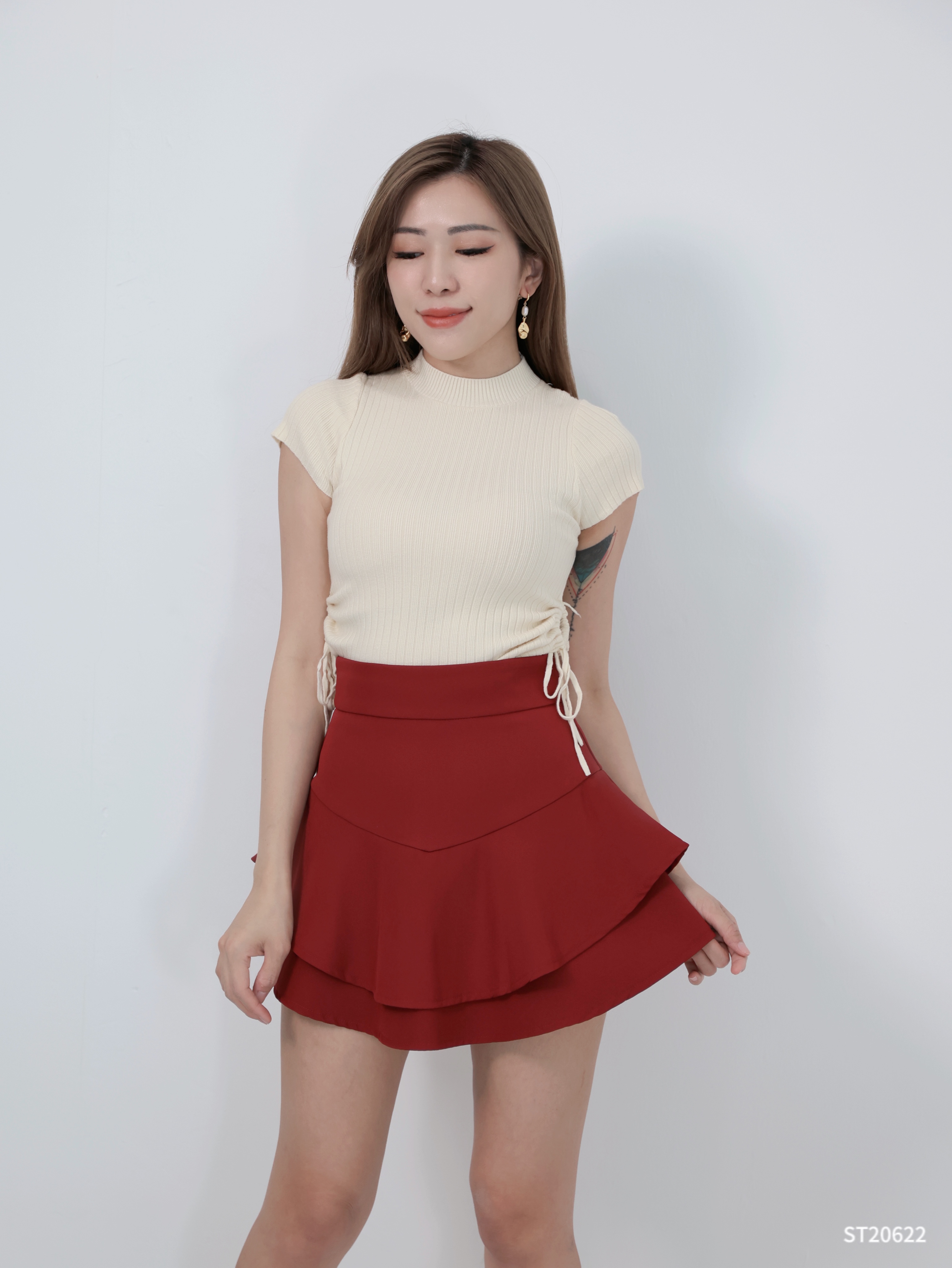 LBP独家甜美多色系高腰双层蛋糕裤裙（ST20622）