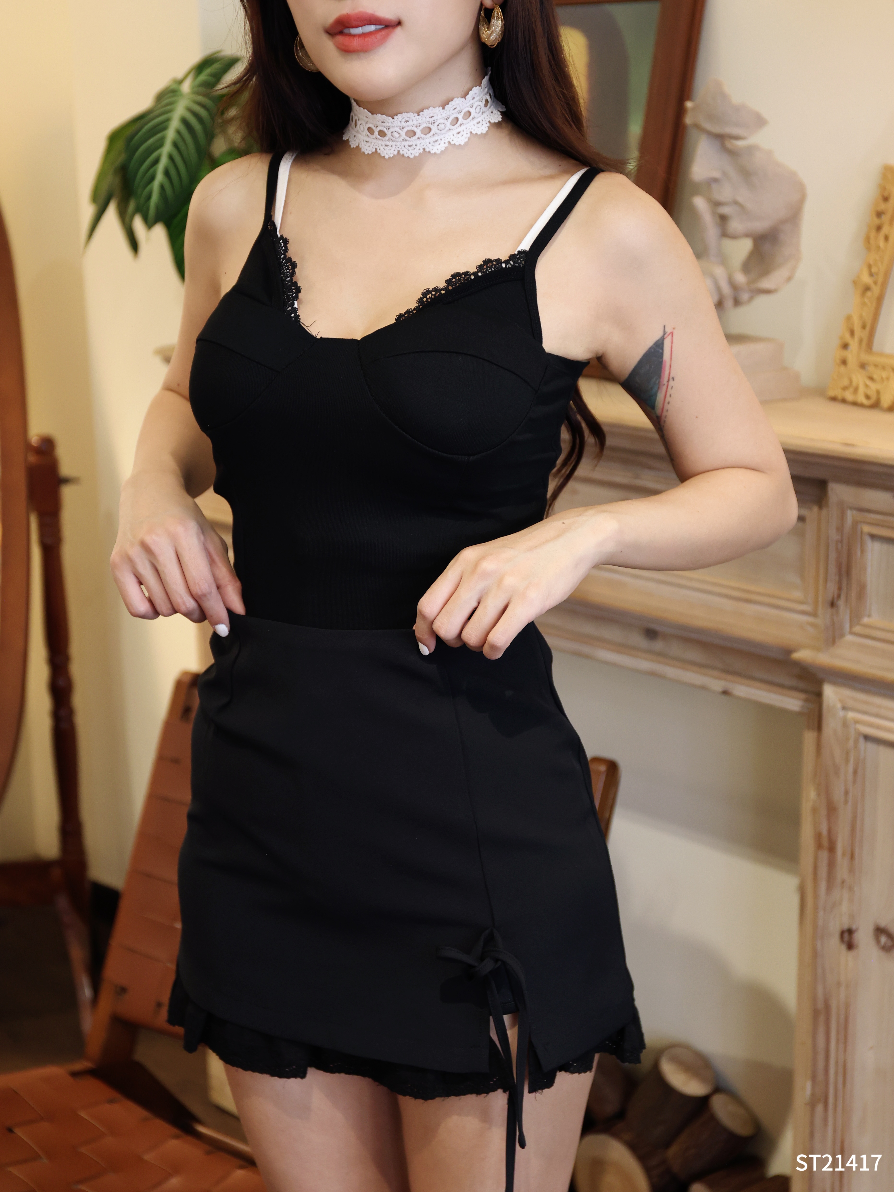 【LBP独家】韩系甜美风拼接款裤裙 (ST21417)