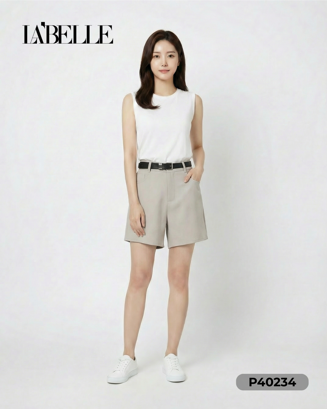 时尚百搭显瘦阔腿高腰短裤 (P40234)