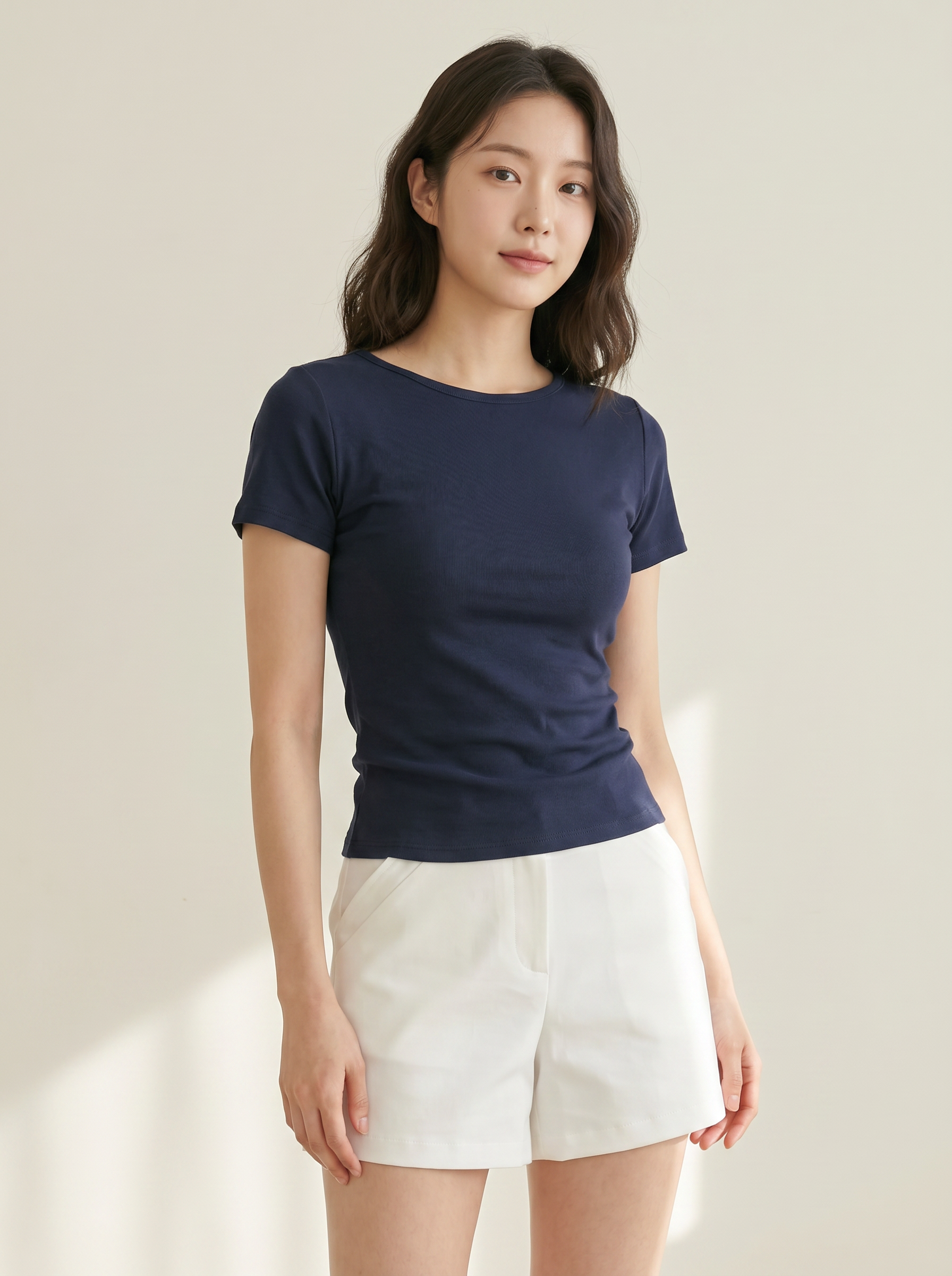 【预购PRE-ORDER】纯欲风月亮领设计修身纯色上衣 (T90714)