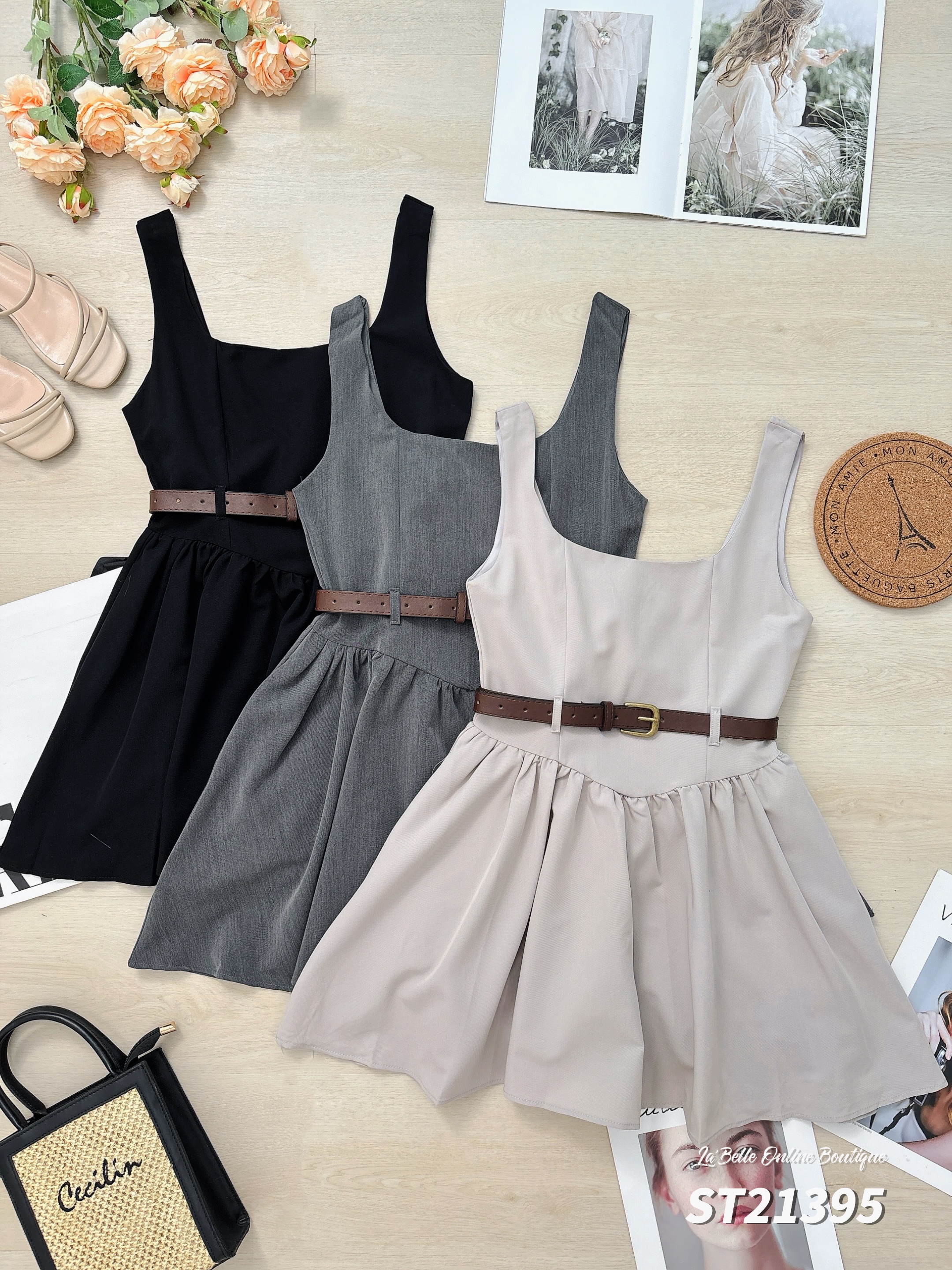 简约休闲风连身裤裙（ST21395）