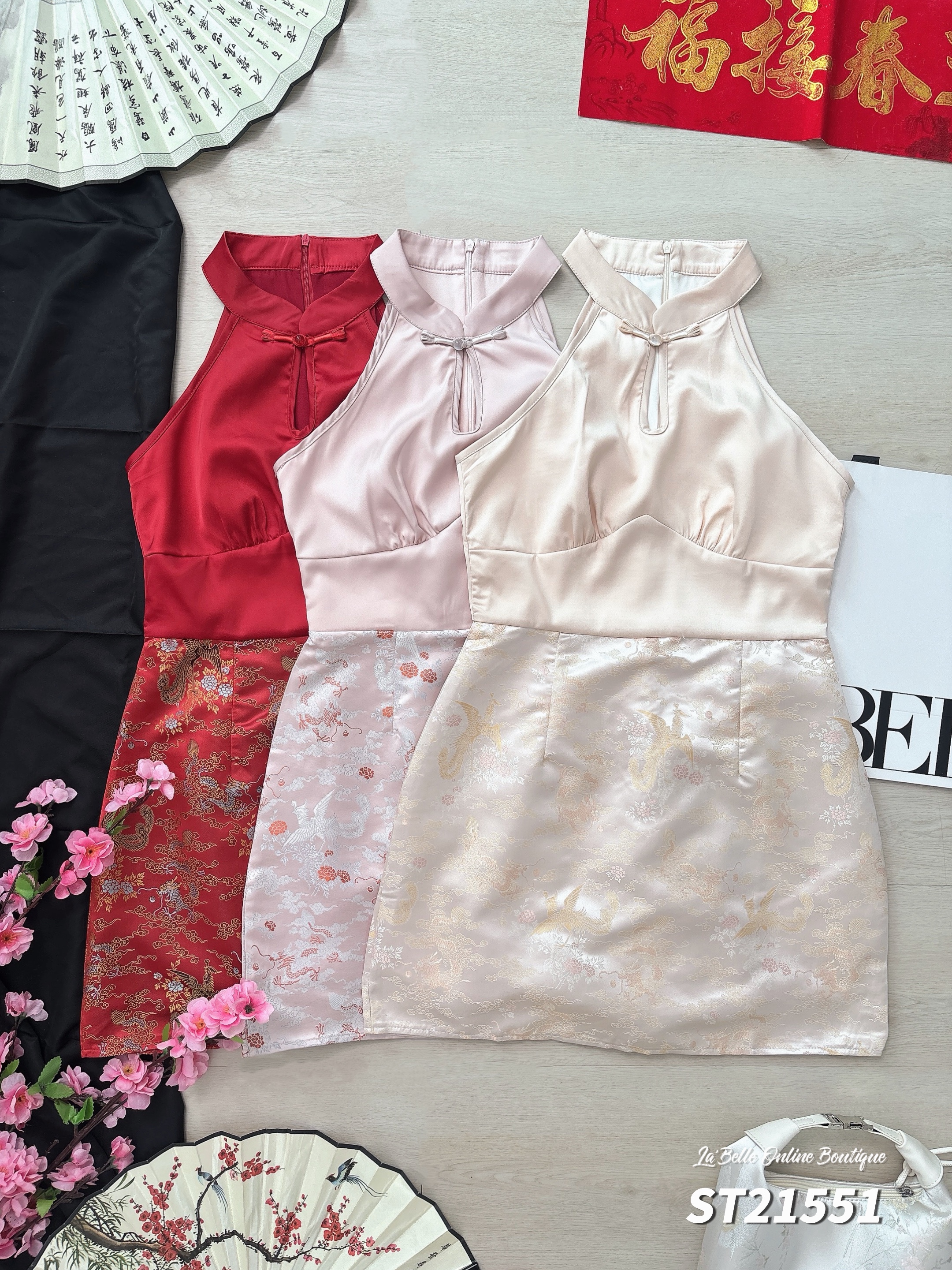 高级感Cut-In收腰设计旗袍 (ST21551)