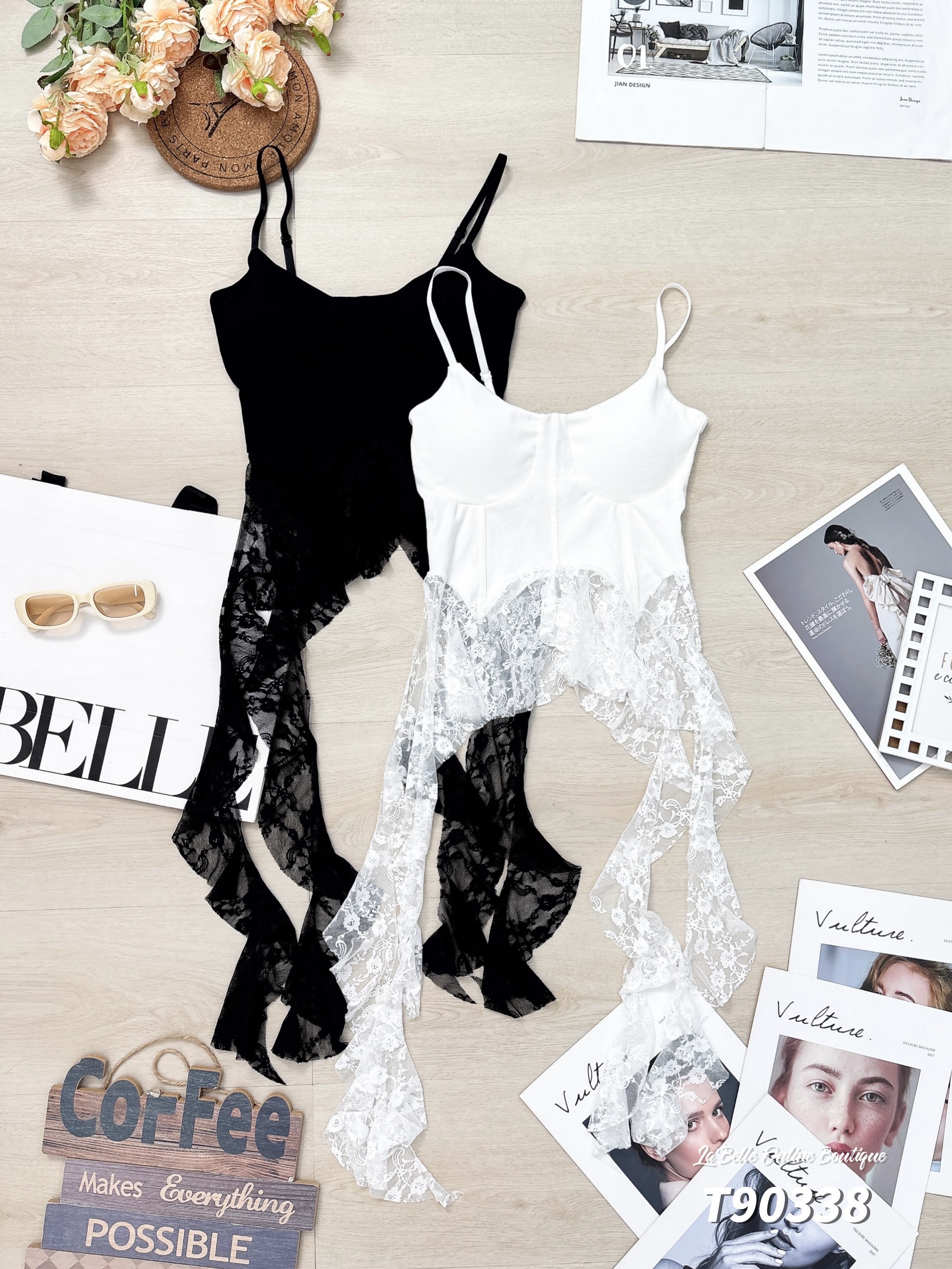 性感蕾丝花边鱼骨设计吊带上衣 (T90338)-La'Belle Fashion Boutique Sdn Bhd