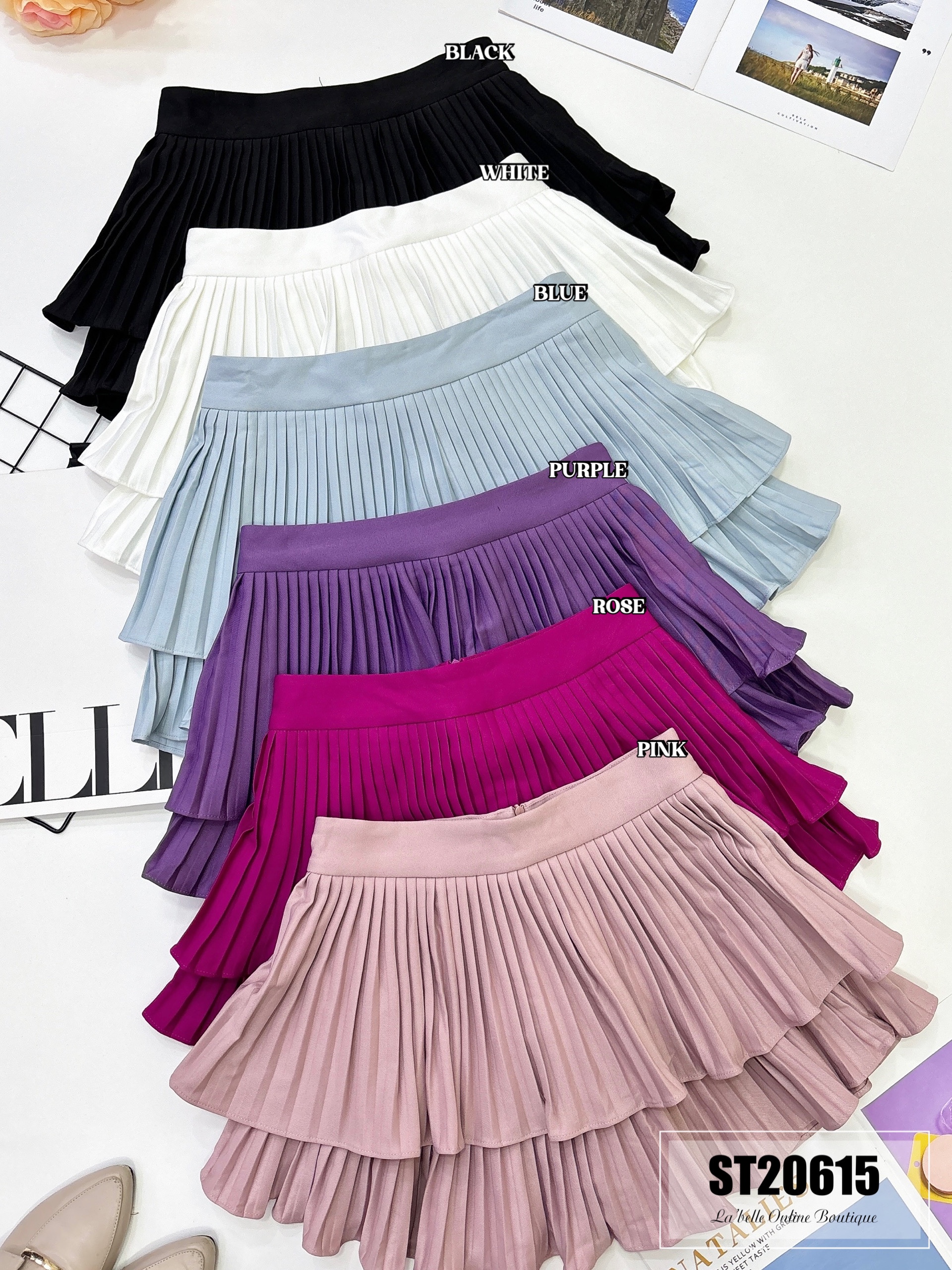 【LBP独家】甜美风双层百褶设计裤裙（ST20615）