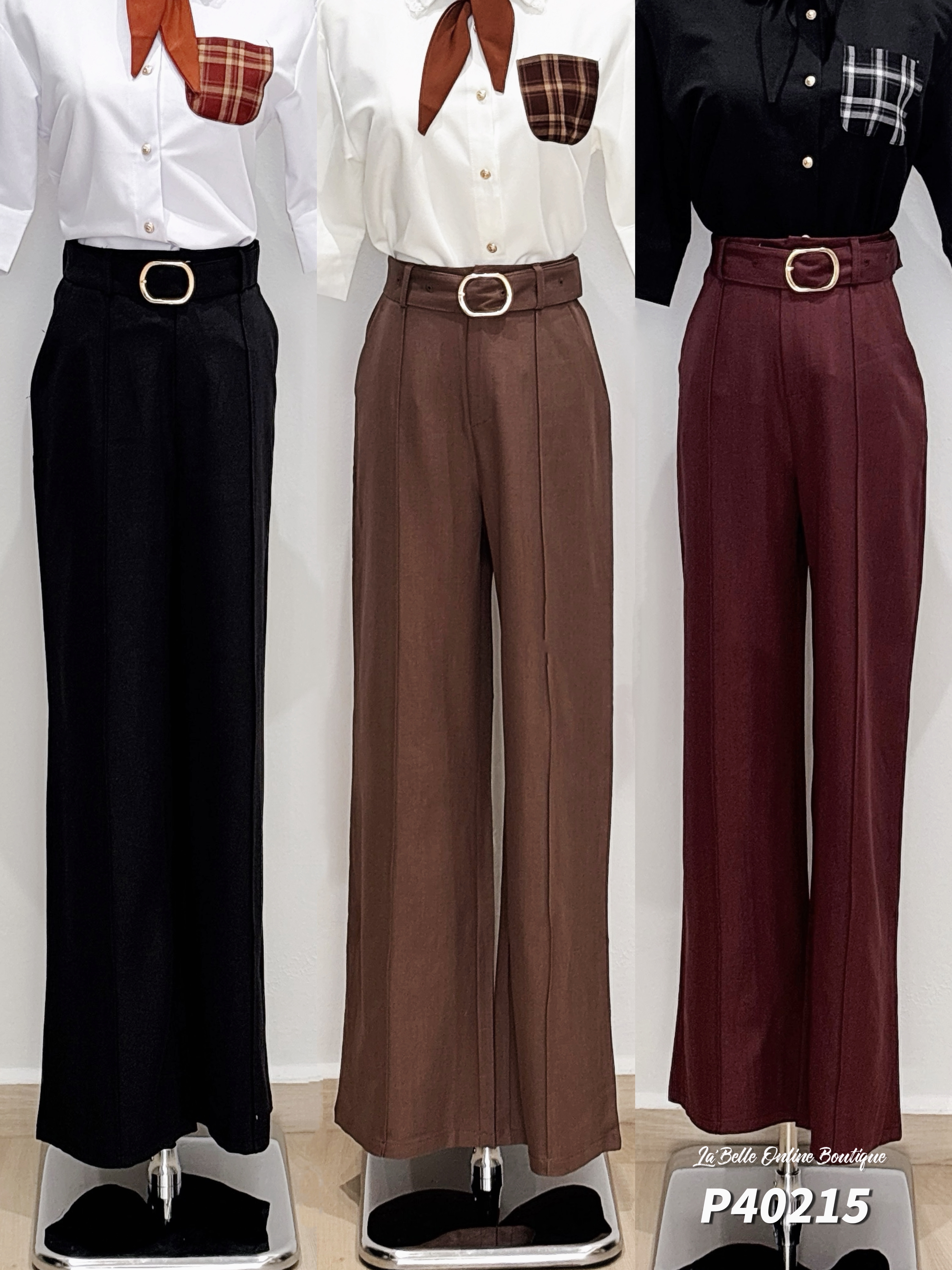 【LBP独家】高级感OL风高腰直筒阔腿长裤 (P40215)