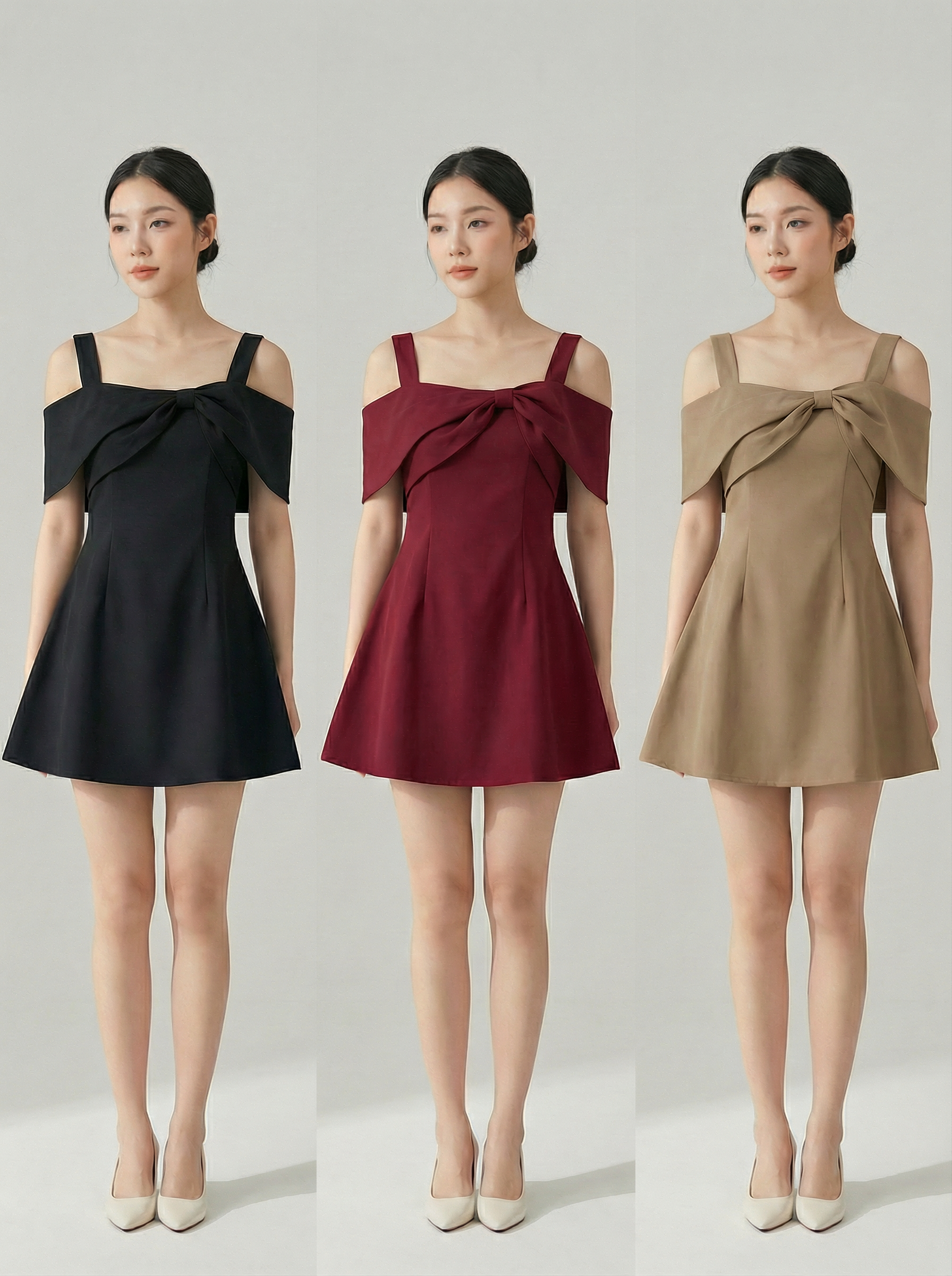 【LBP独家】甜美蝴蝶结设计显瘦连身裙 (ST21580)