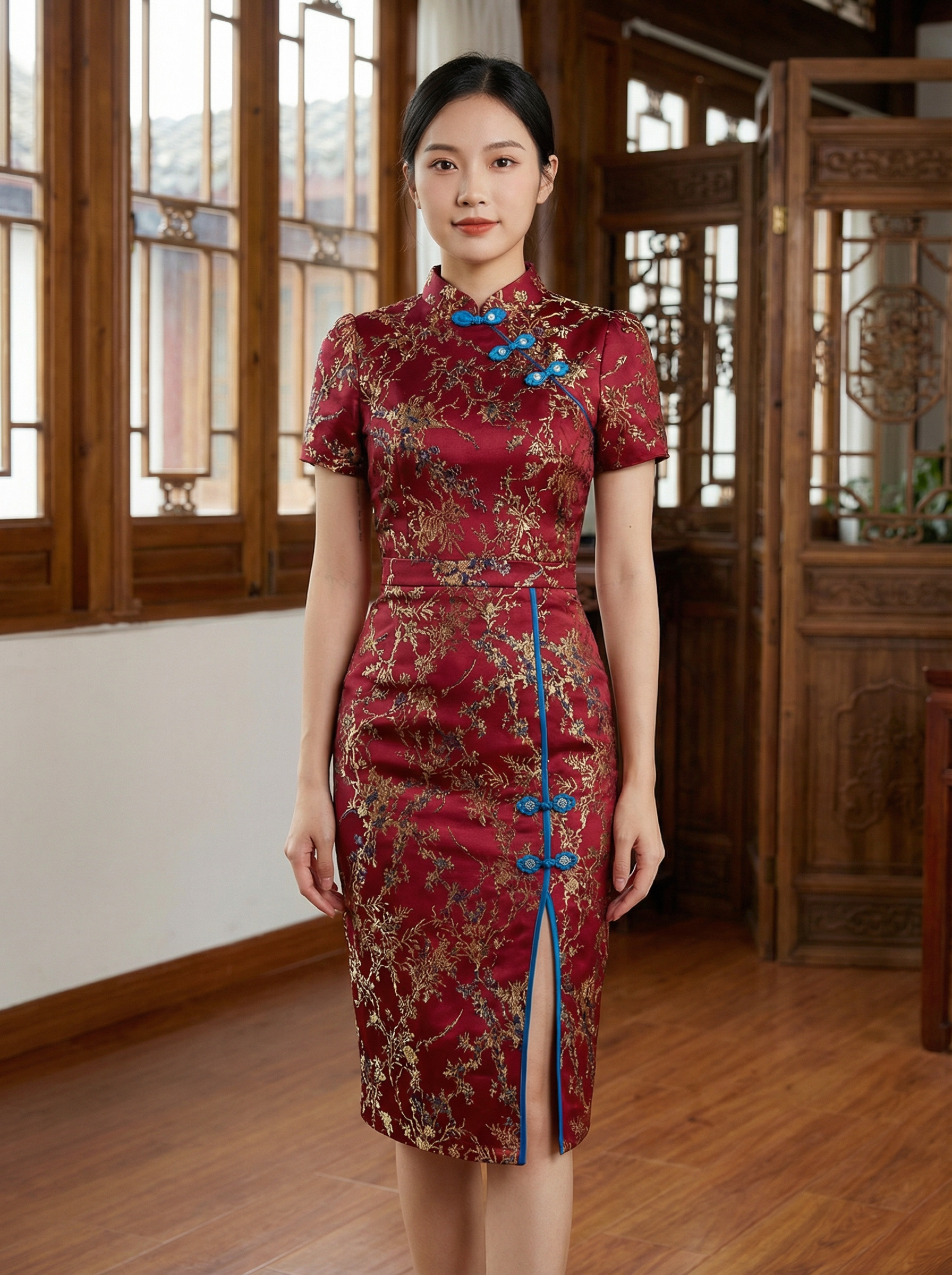 【旗袍上衣】【预购PRE-ORDER】【LBP 独家新年系列】绝美立领撞色设计旗袍上衣 (T90663)