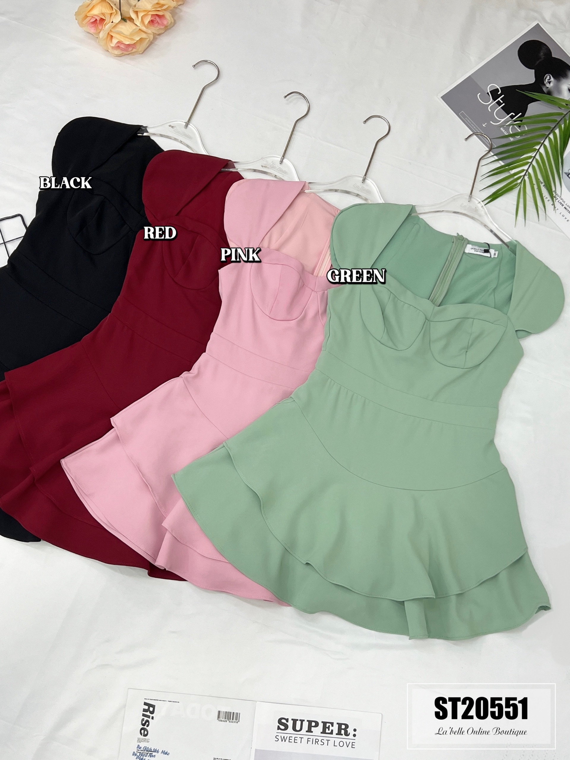 【LBP独家】法式方心领双层设计连身裤裙（ST20551）