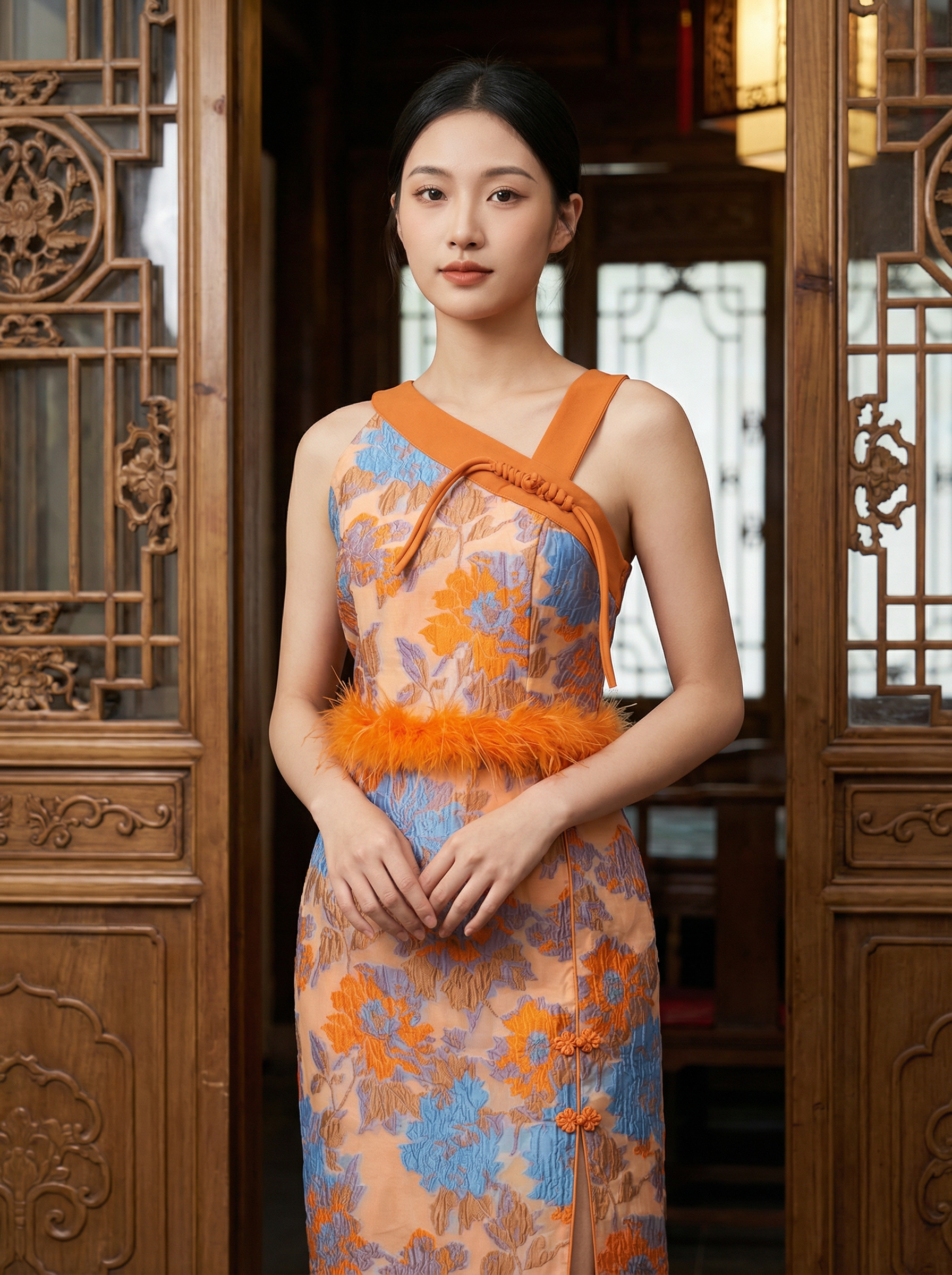 【春暖花开】【LBP 独家新年系列】高级感刺绣设计旗袍两件套 (ST21598)