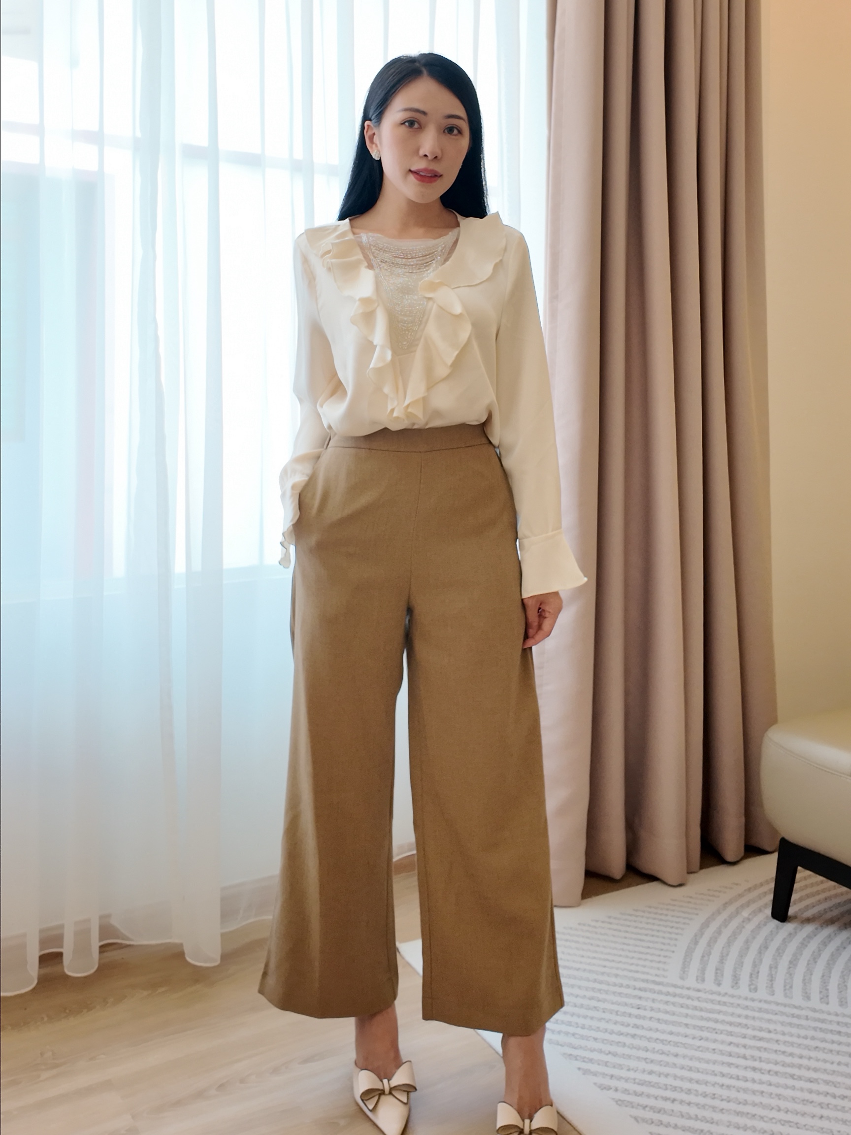 【LBP独家】日系简约风宽松直筒高腰长裤 (P40241)