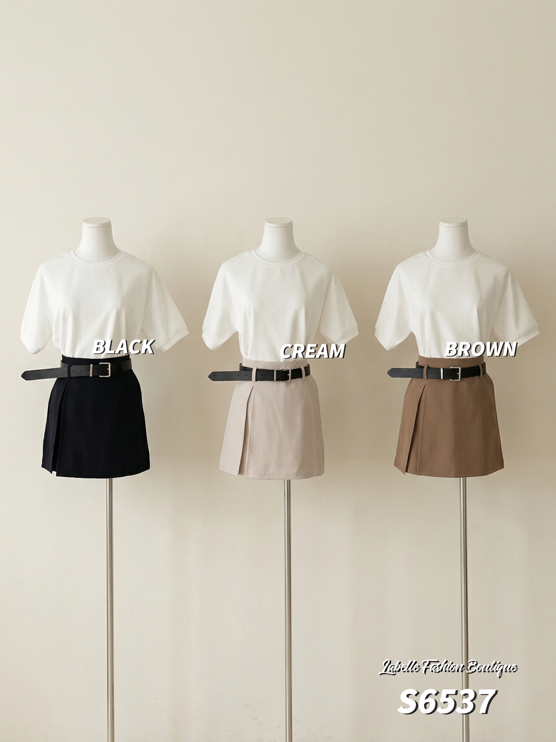 时尚百搭开叉设计高腰裤裙 (S6537)