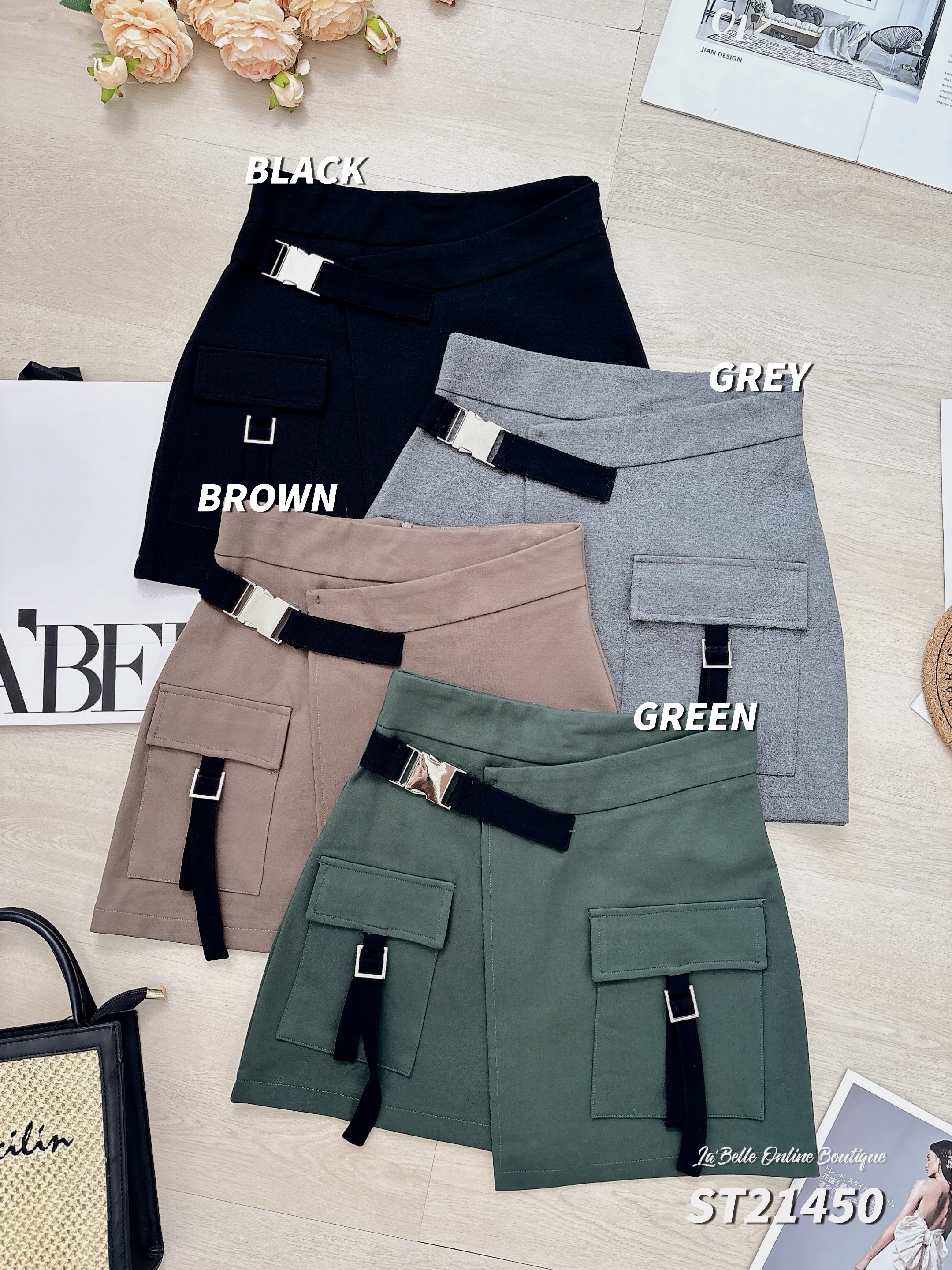 【LBP独家】酷Girl工装风A字显瘦高腰裙 (ST21450)