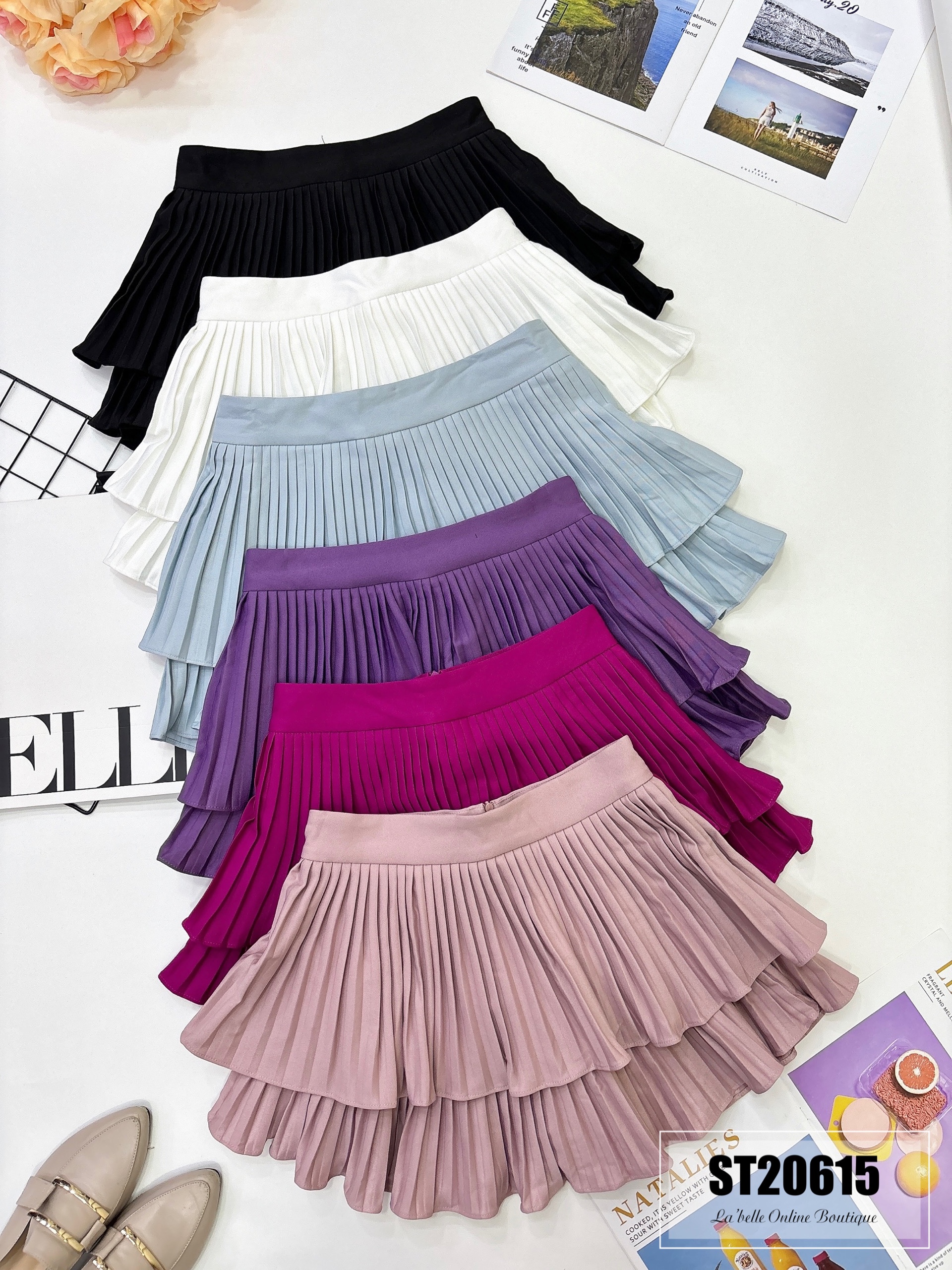 【LBP独家】甜美风双层百褶设计裤裙（ST20615）