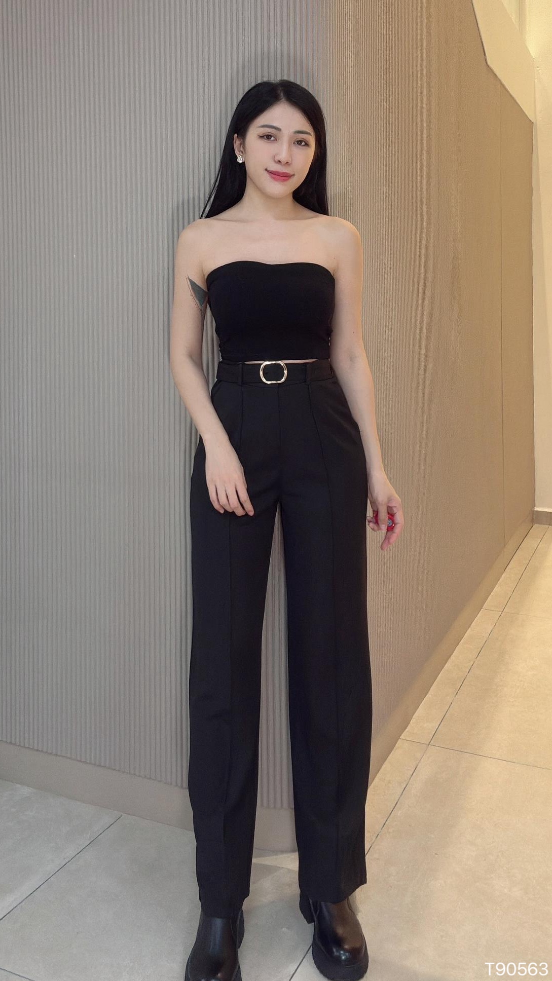 百搭辣妹纯色抹胸上衣/内搭 (T90563)