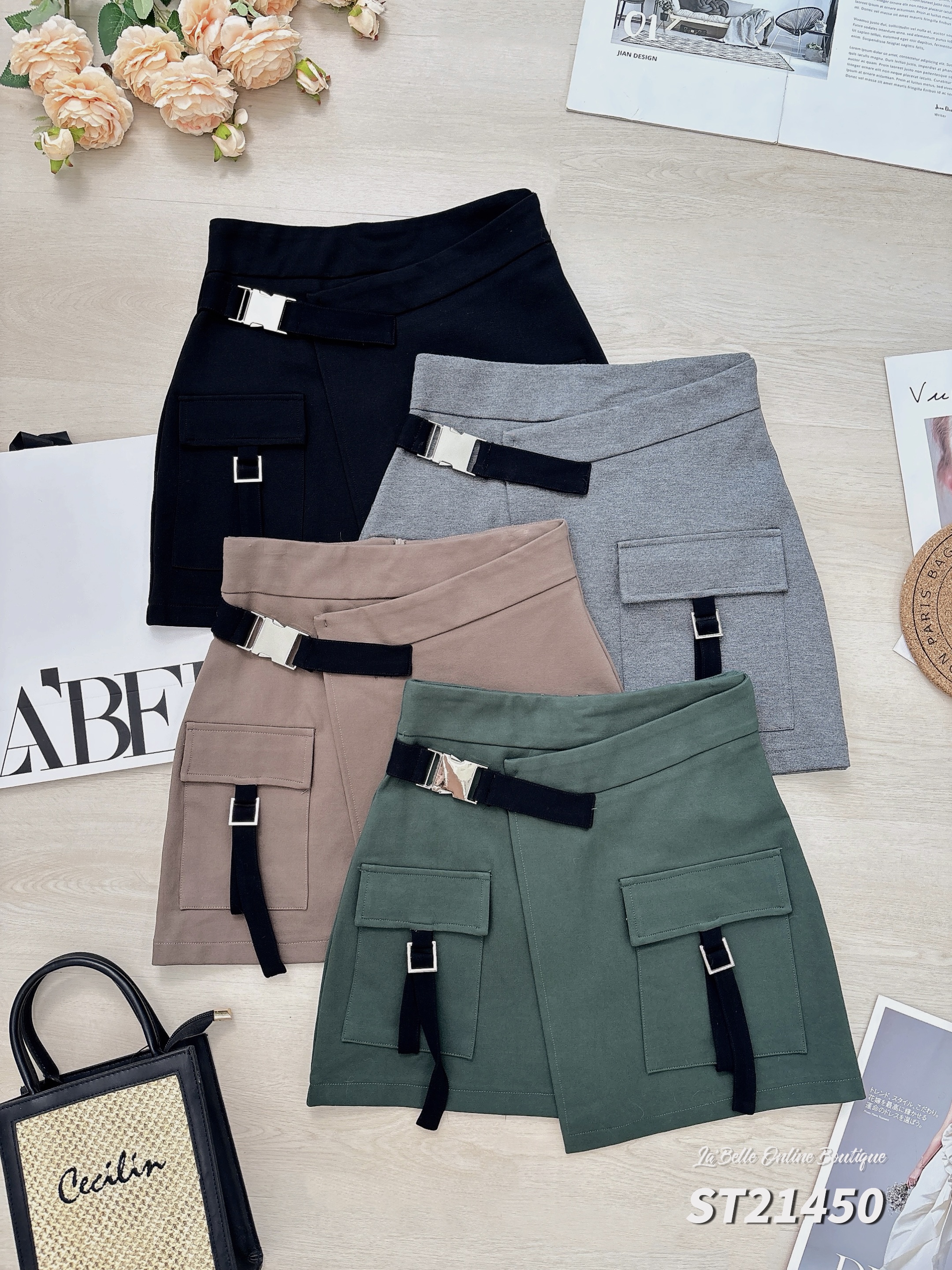 【LBP独家】酷Girl工装风A字显瘦高腰裙 (ST21450)