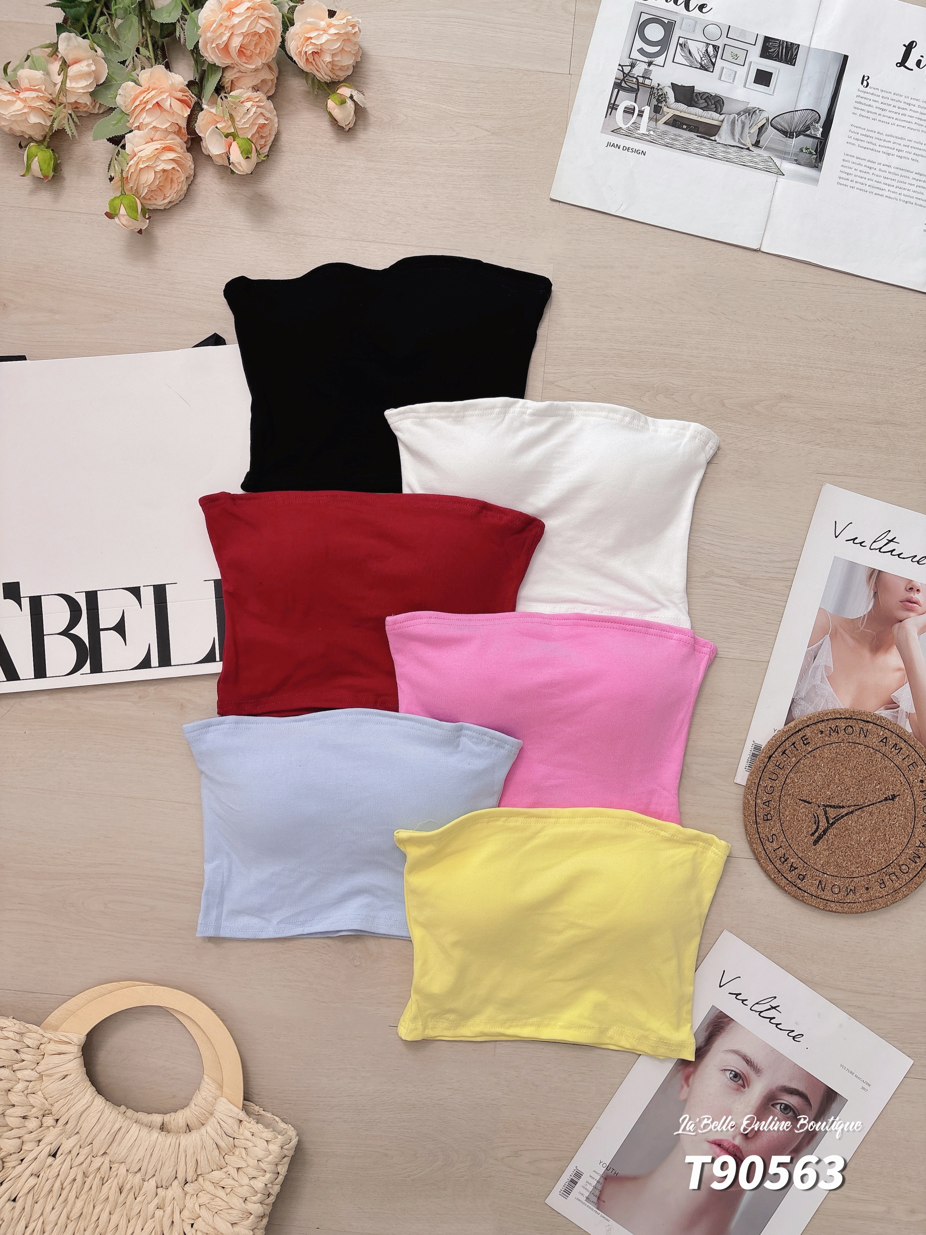 百搭辣妹纯色抹胸上衣/内搭 (T90563)