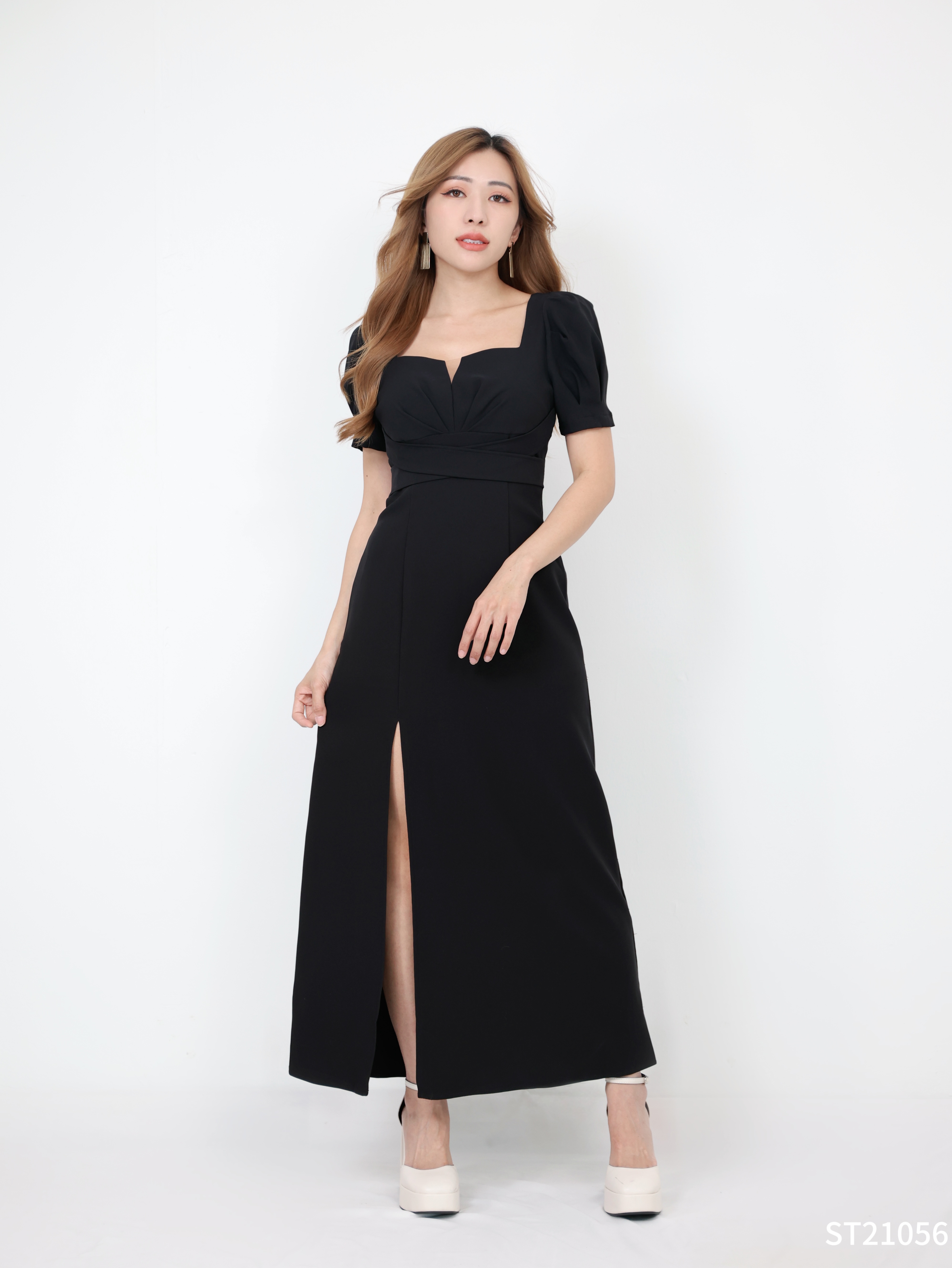 【LBP独家】开叉裙摆设计显瘦版连身长裙（ST21056）【不接受更换】-La'Belle Fashion Boutique Sdn Bhd