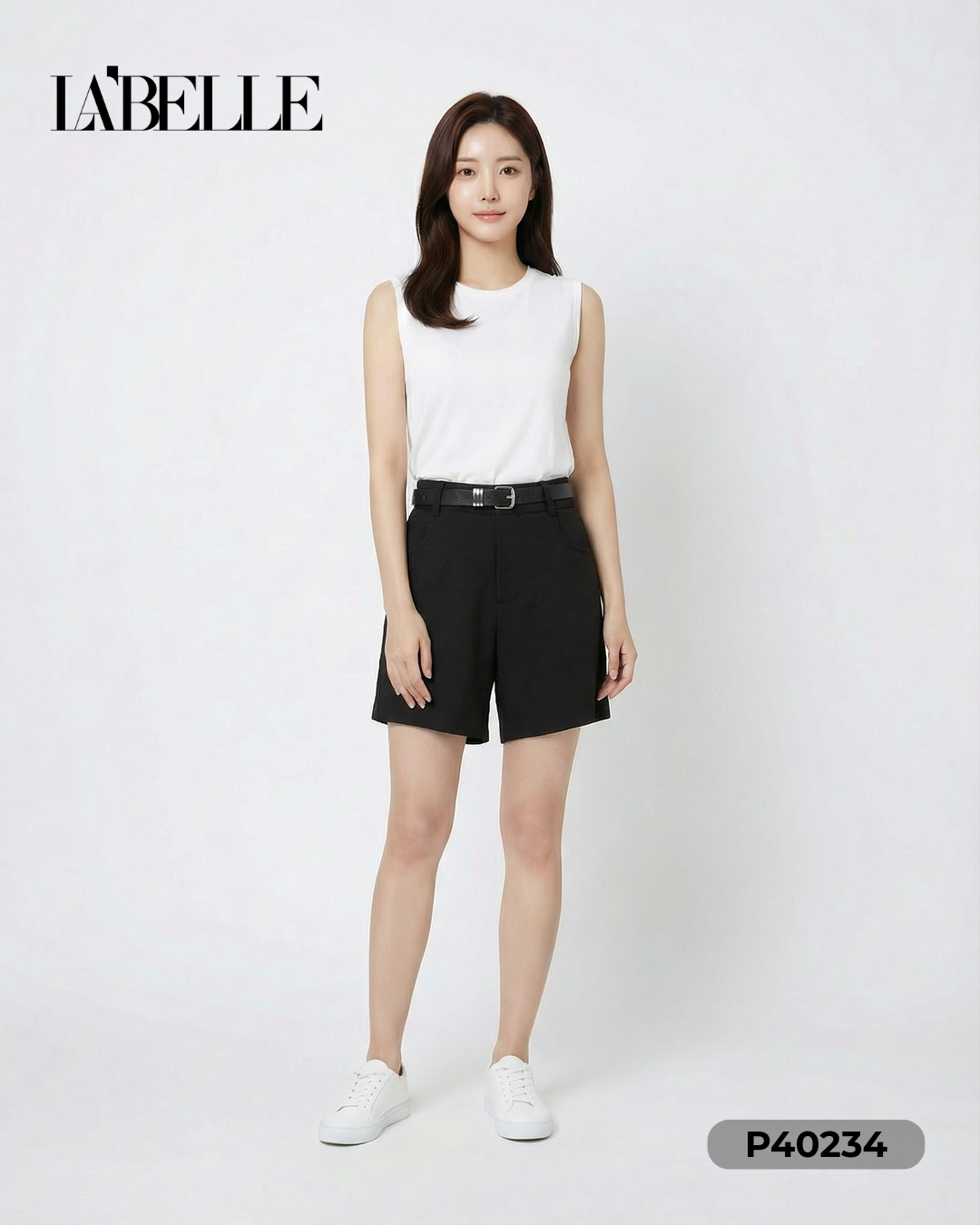 时尚百搭显瘦阔腿高腰短裤 (P40234)